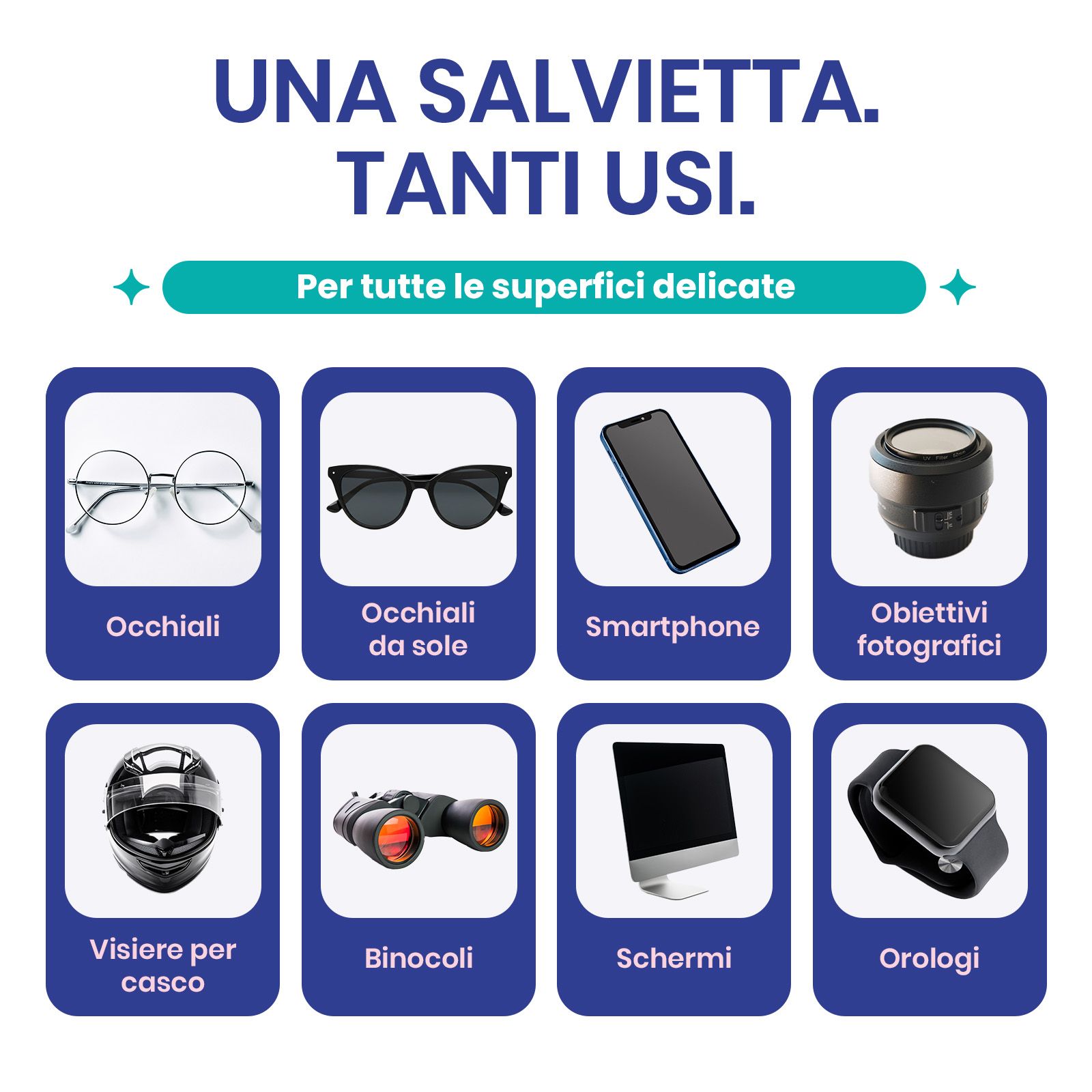 mfa Salviette Detergenti Anti-Appannamento per Occhiali