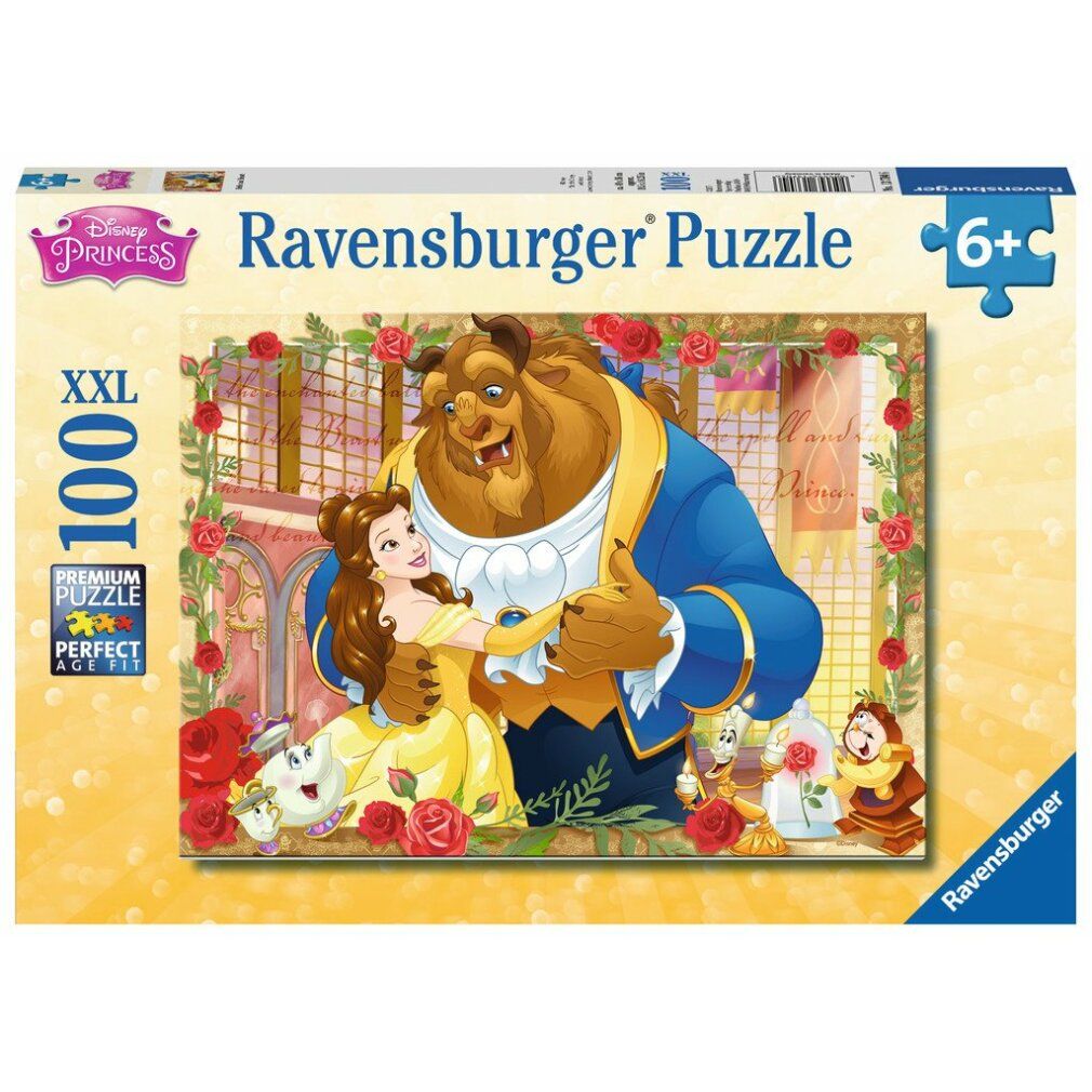 Scatola puzzle con Belle e la Bestia. Marchio Ravensburger. 100 pezzi XXL. Adatto a bambini dai 6 anni.