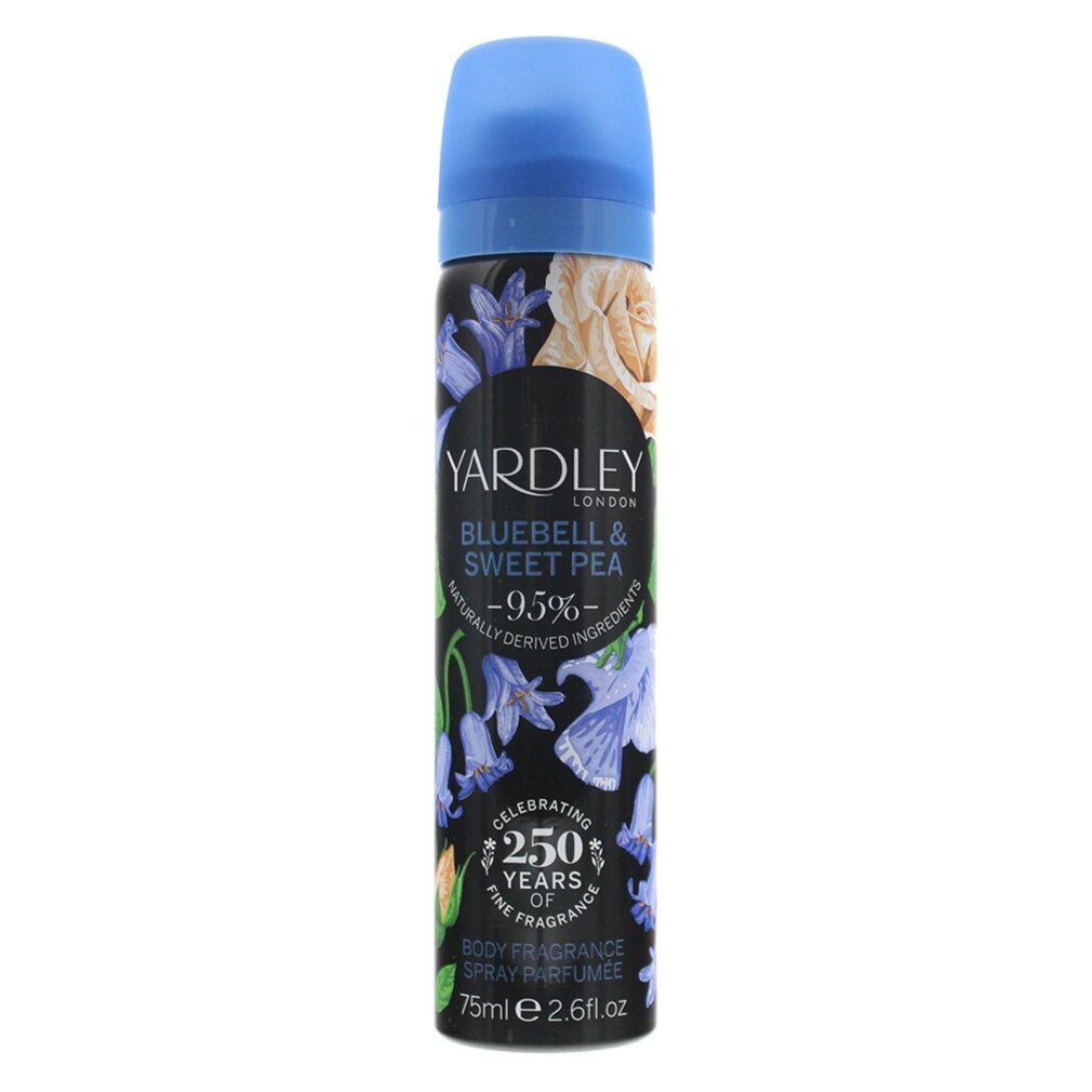 Spray corpo Yardley Bluebell & Sweet Pea, 75ml. Celebra 250 anni di fragranza.