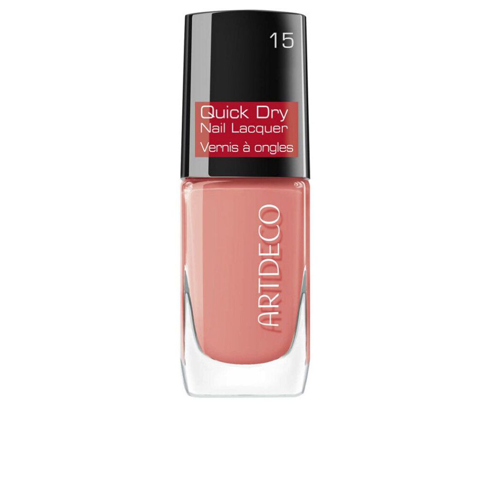 Artdeco Quick Dry Smalto per Unghie, flacone di smalto color pesca con tappo nero. Numero 15.