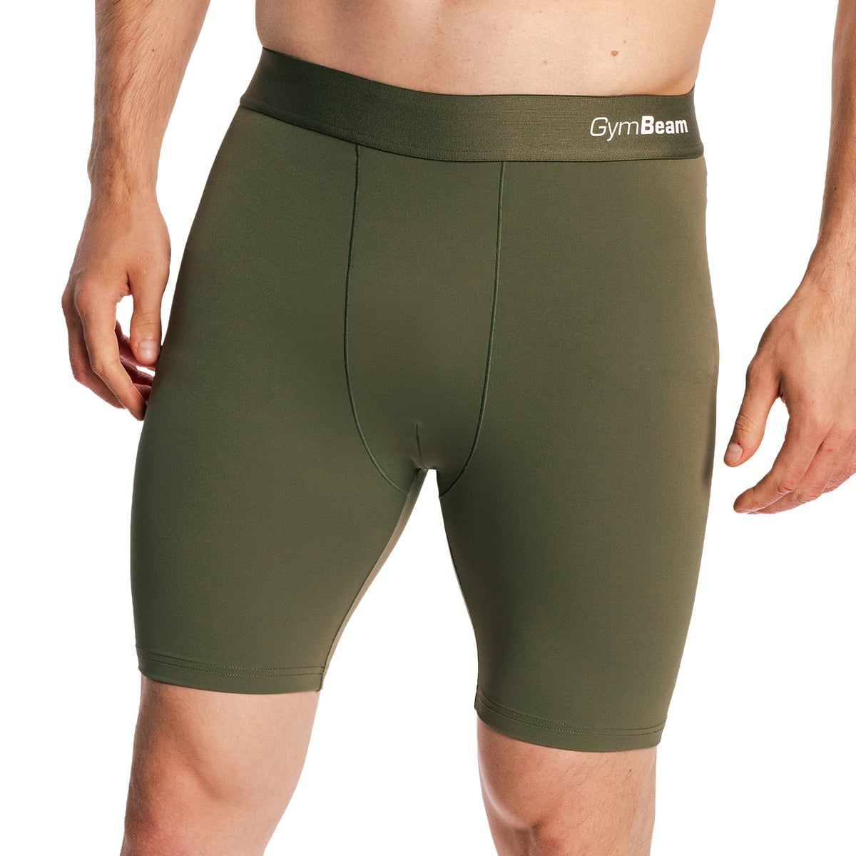 GymBeam Pantaloncini uomo Combat slim con elastico Olive Grey