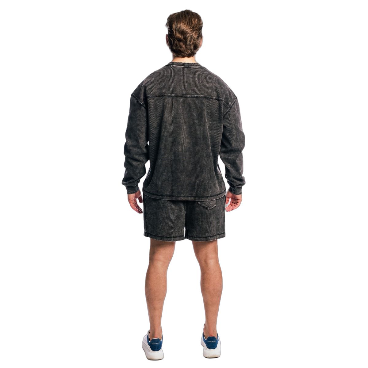 GymBeam Felpa uomo Aura oversize senza cappuccio Washed Black
