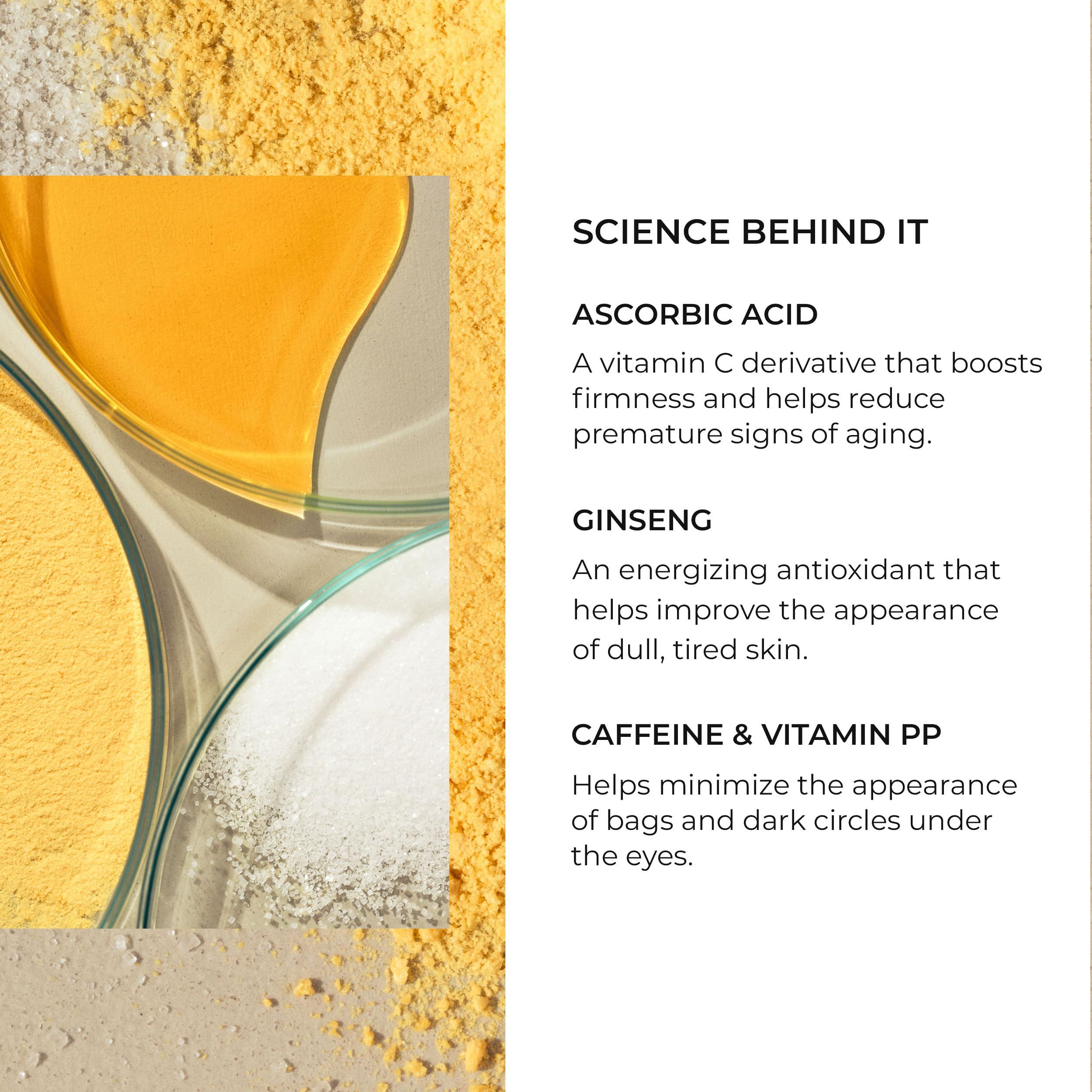 Primo piano degli ingredienti. Testo: Acido ascorbico, Ginseng, Caffeina e Vitamina PP.