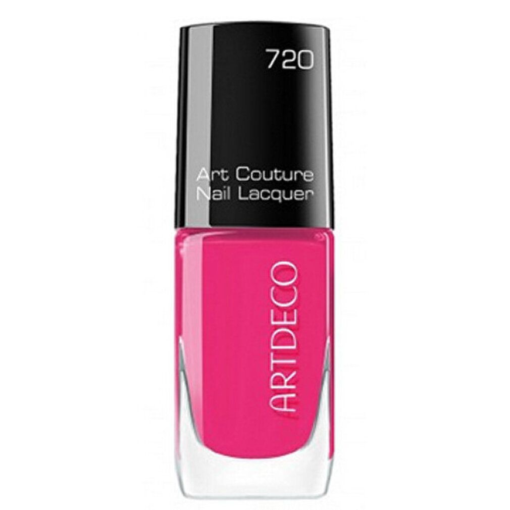 Flacone di smalto per unghie, colore 720. Logo ARTDECO e scritta Art Couture Nail Lacquer sul flacone.