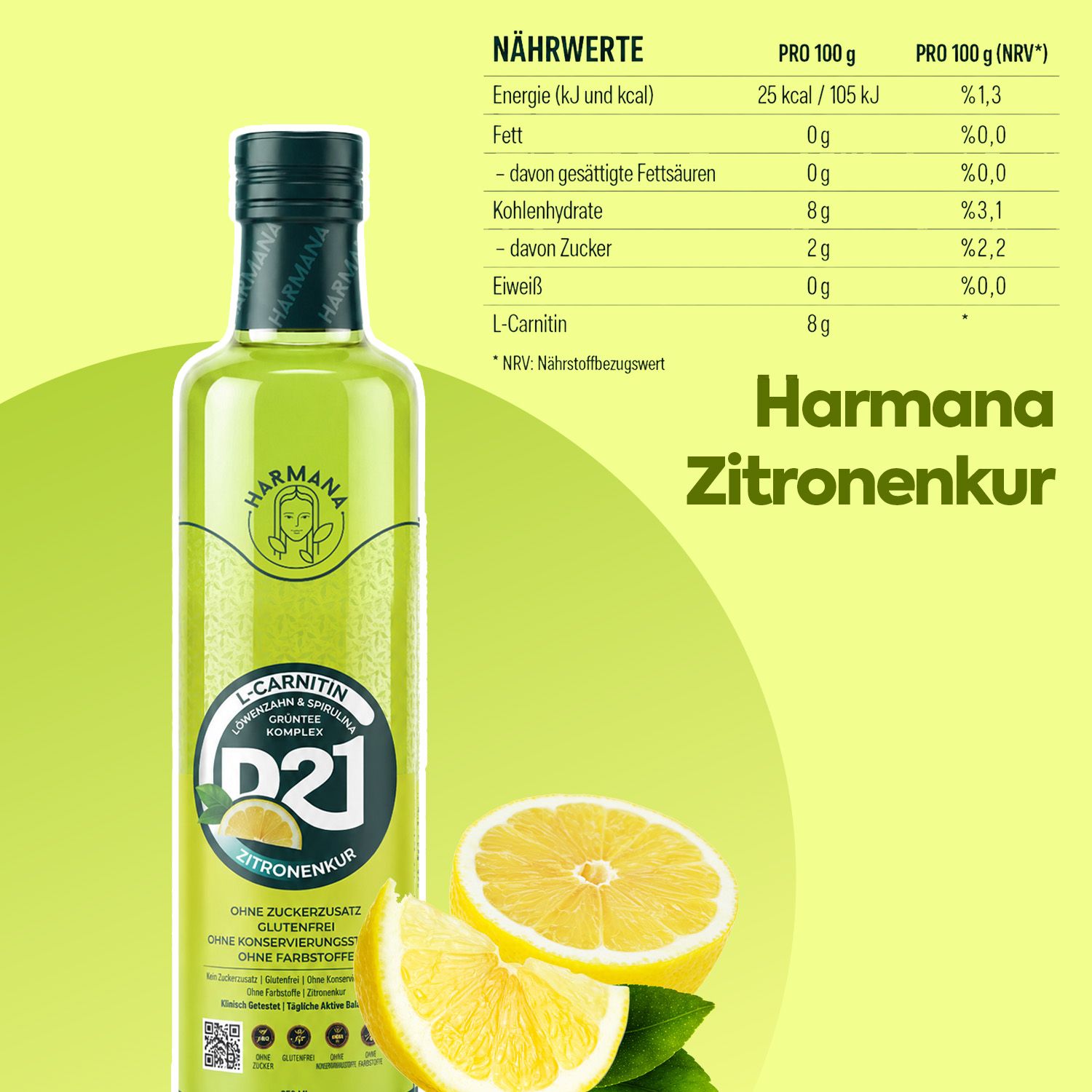 HARMANA Lemon Cure L-Carnitina, Tè Verde & Spirulina