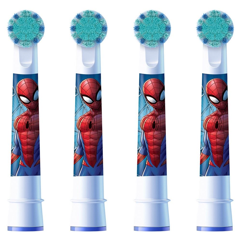 Quattro testine di ricambio con motivo Spiderman per bambini.
