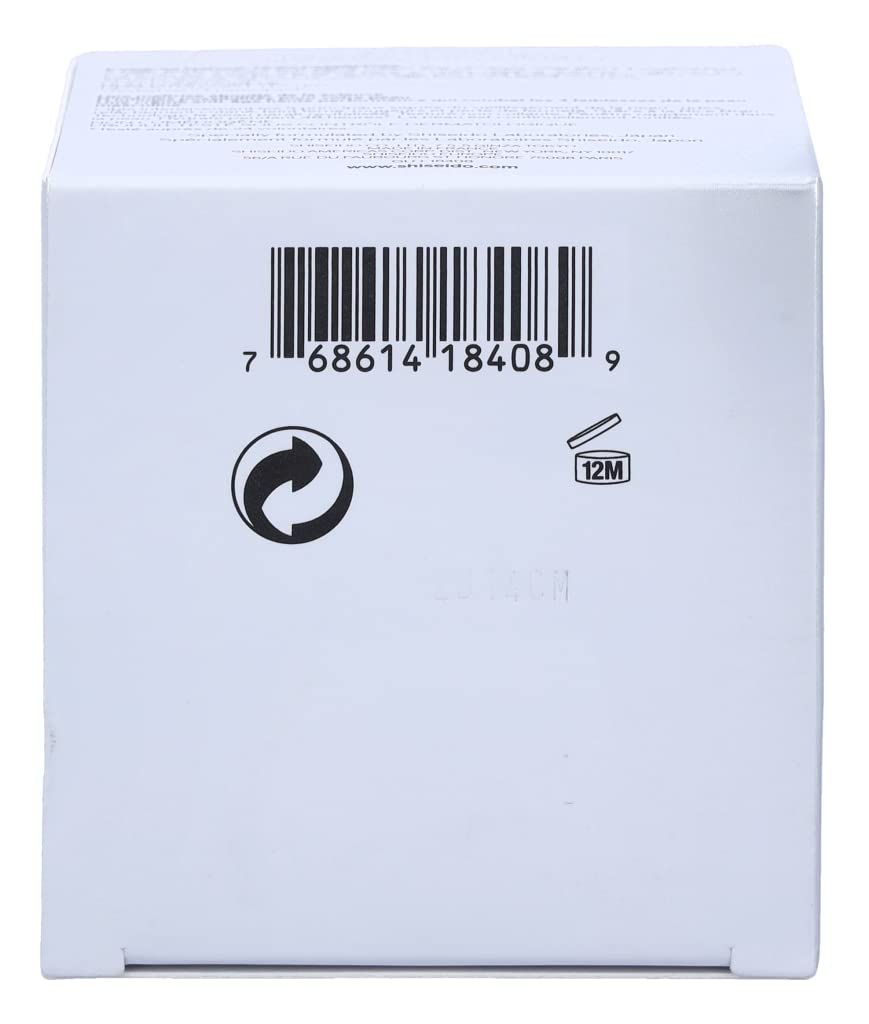 Retro della confezione di Crema Total Revitalizer per Uomini Shiseido. Codice a barre, simbolo riciclo e durata.