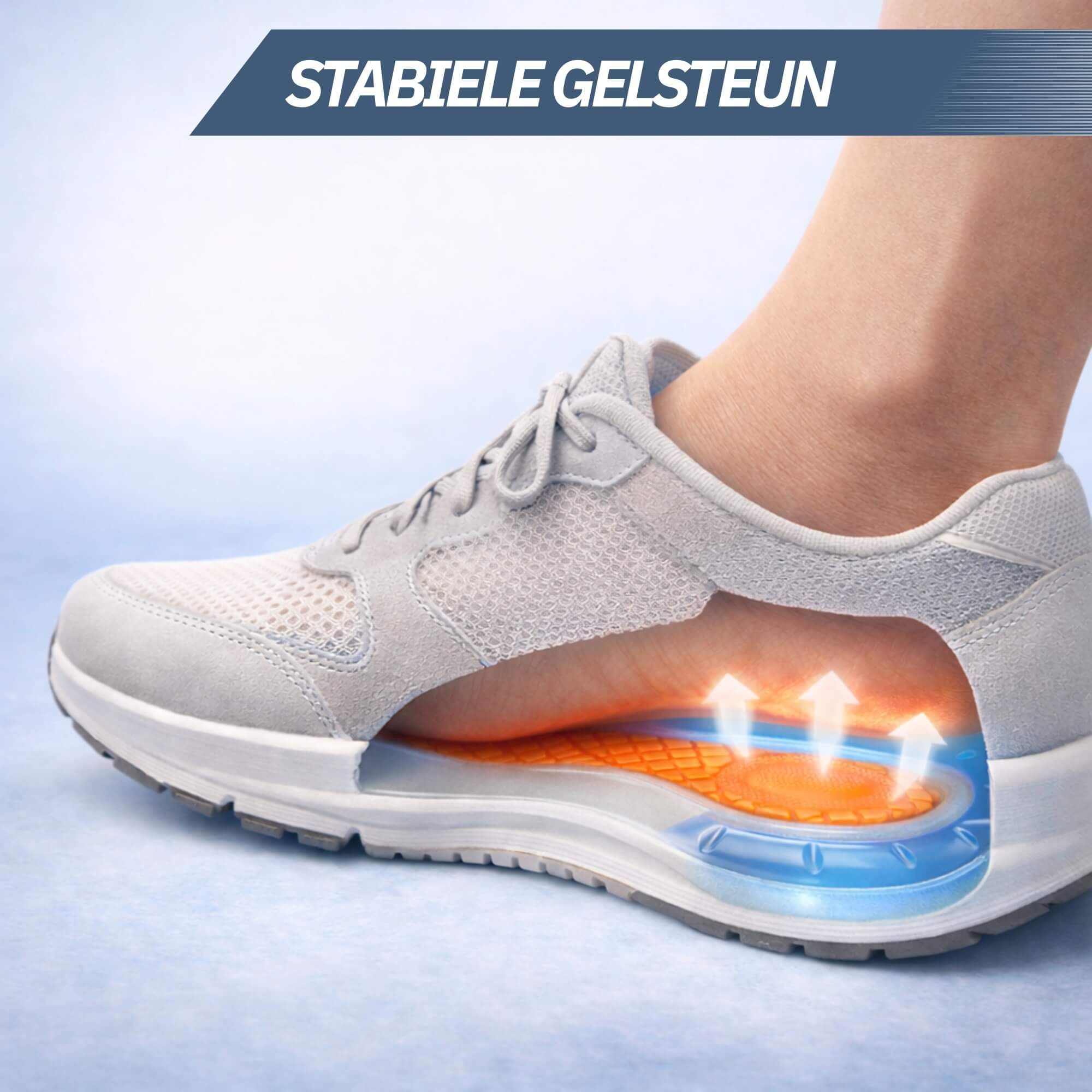 Soletta con elementi in gel per l'assorbimento degli urti nella scarpa.
