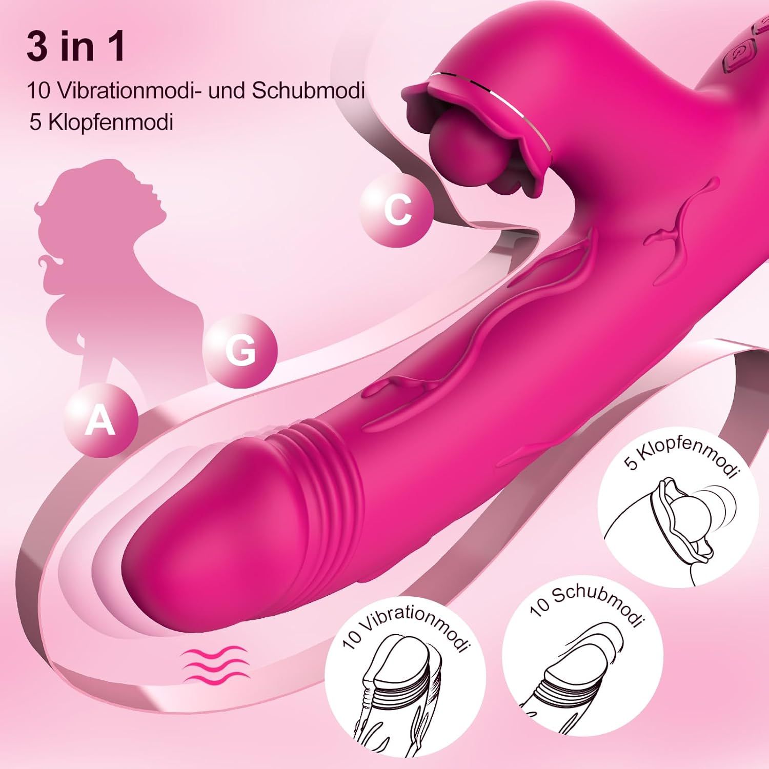 YICOCO Vibratore Rabbit con stimolazione clitoridea