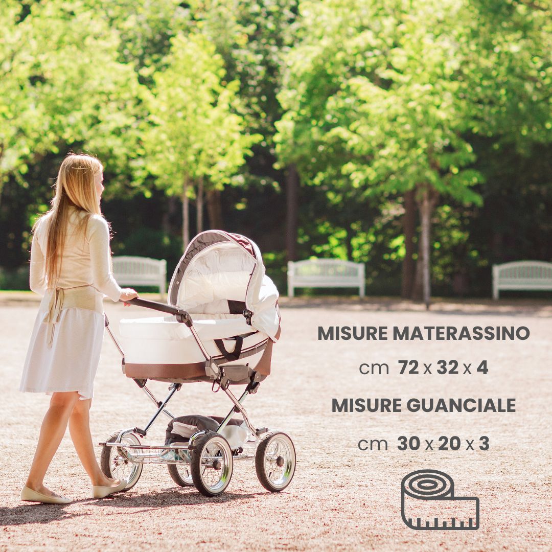 IDELIO Materassino Carrozzina Navicella Neonato Completo di Guanciale