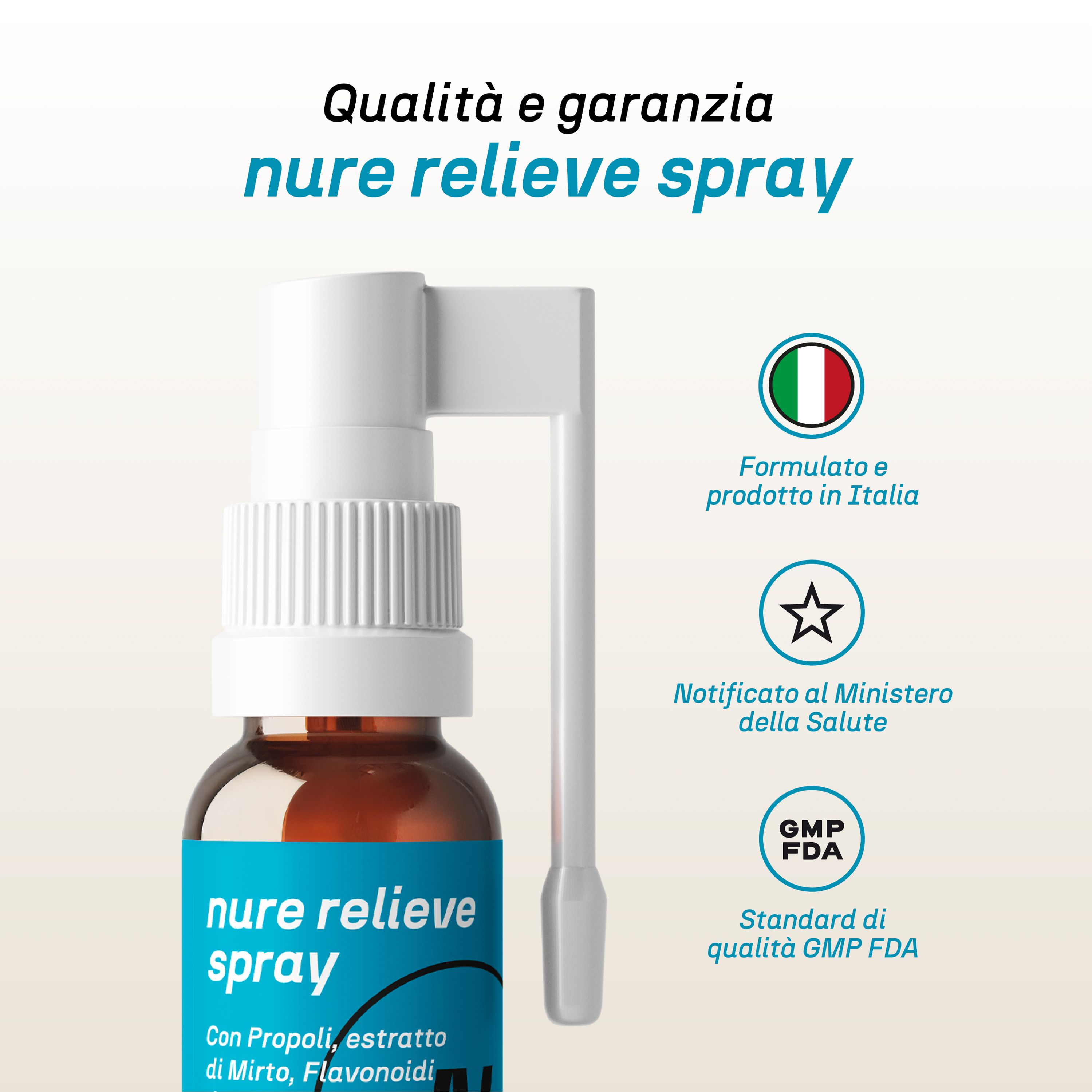 NURE Relieve Soluzione 30 ml| Spray gola ideale per alleviare disturbi causati dai cambi di stagione