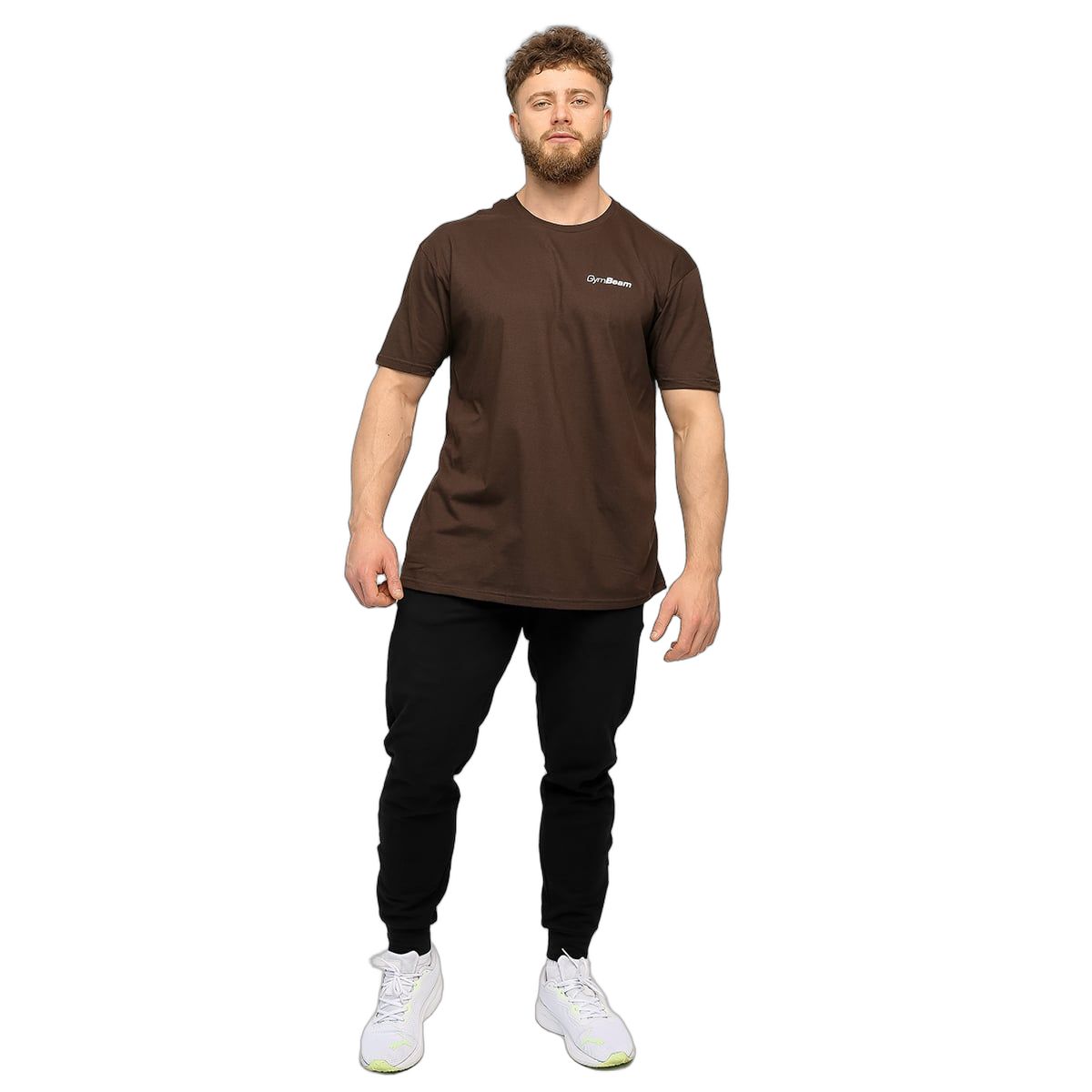 GymBeam T-shirt uomo regular a manica corta Chocolate Brown