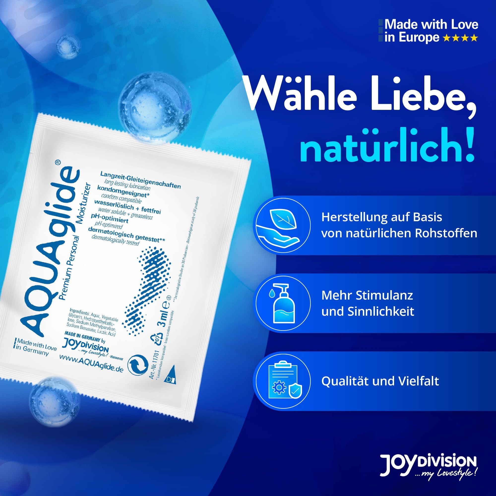 Joydivision AQUAglide confezione lubrificante gel medico, 6 pezzi.