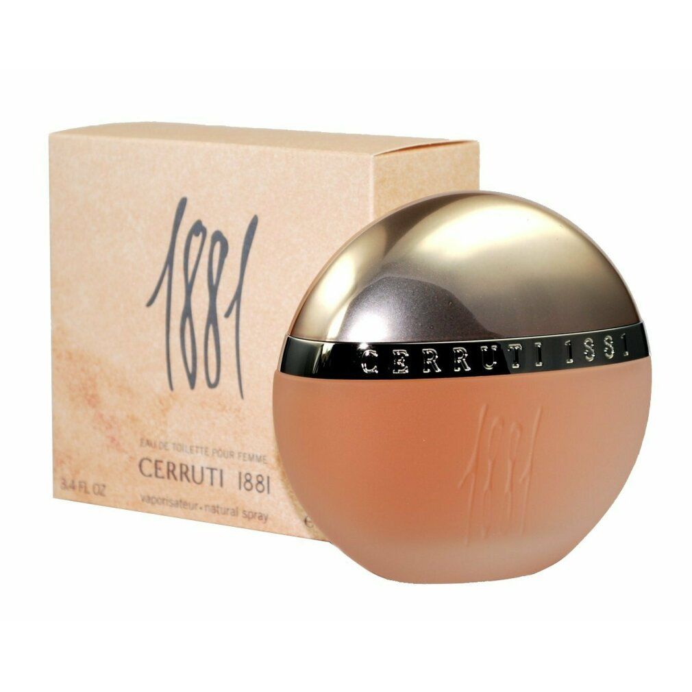 Flacone rotondo e confezione. Flacone rosa, anello argento "CERRUTI 1881". Confezione "1881".