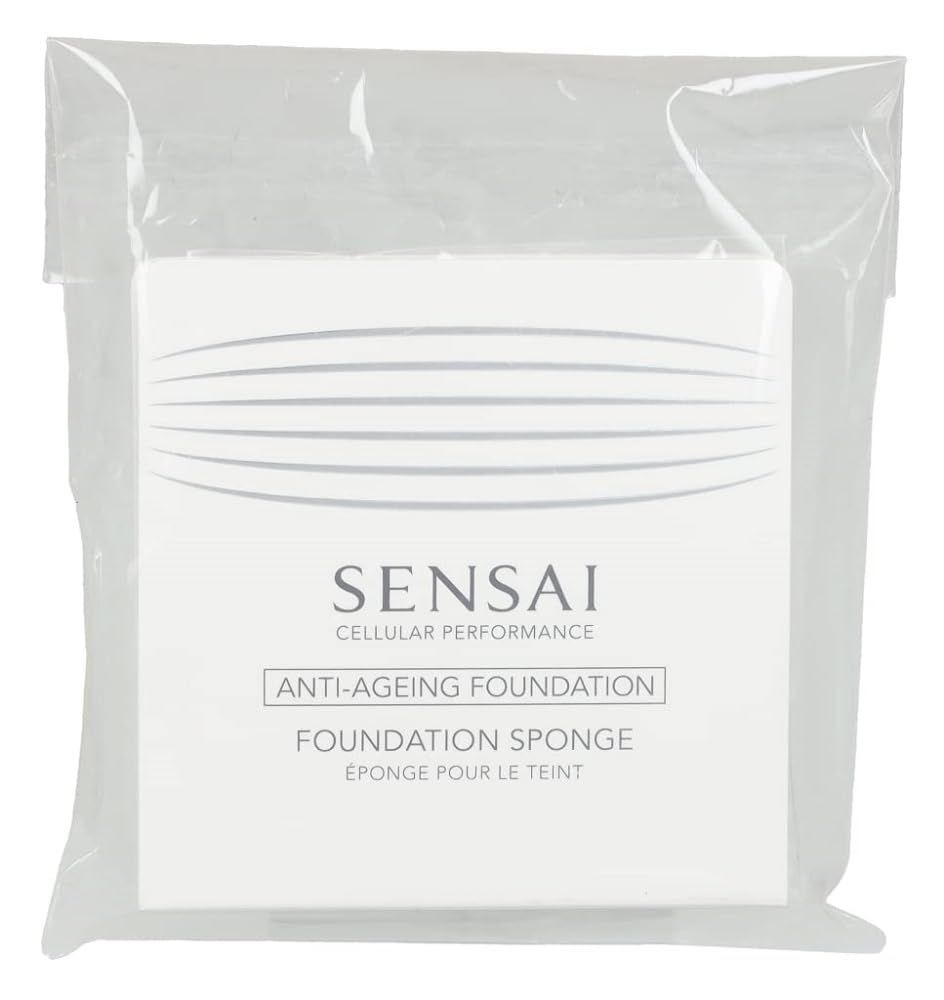 Sensai Foundation Sponge in confezione di plastica trasparente. Testo: Anti-Ageing Foundation, Éponge pour le teint.