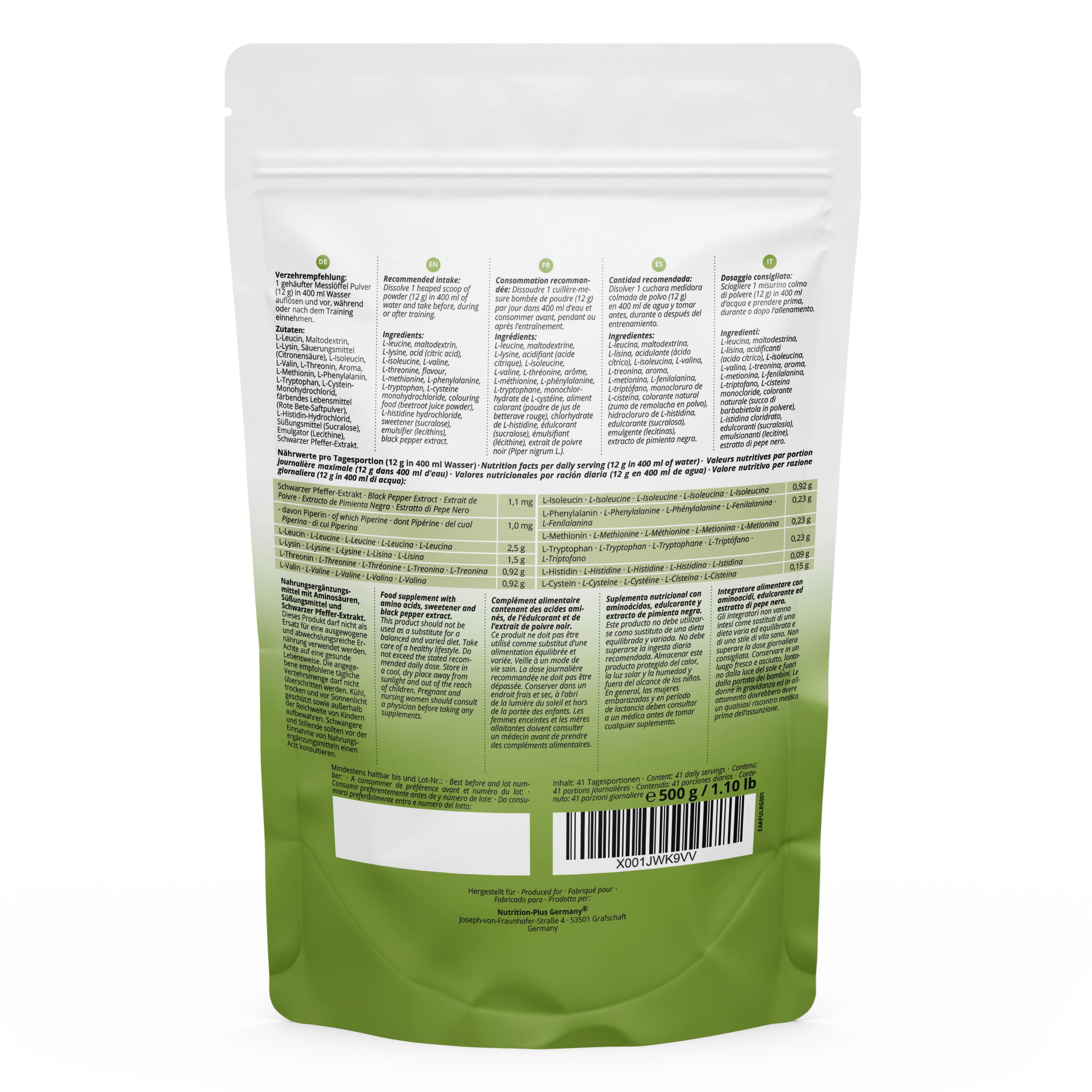 Nutri+ Instant EAA Polvere 500g Complesso - Aminoacidi Essenziali