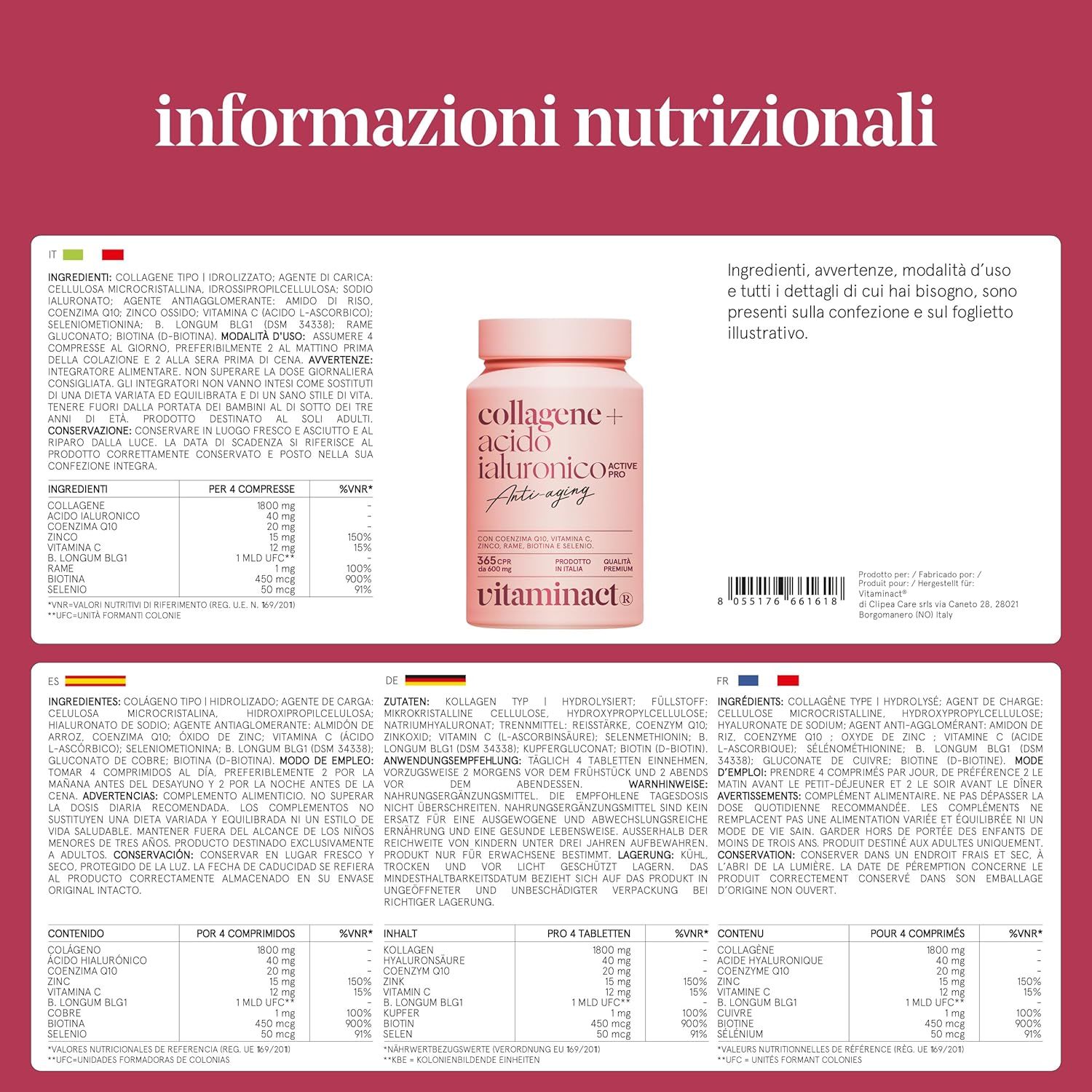 Vitaminact - Collagene + Acido Ialuronico