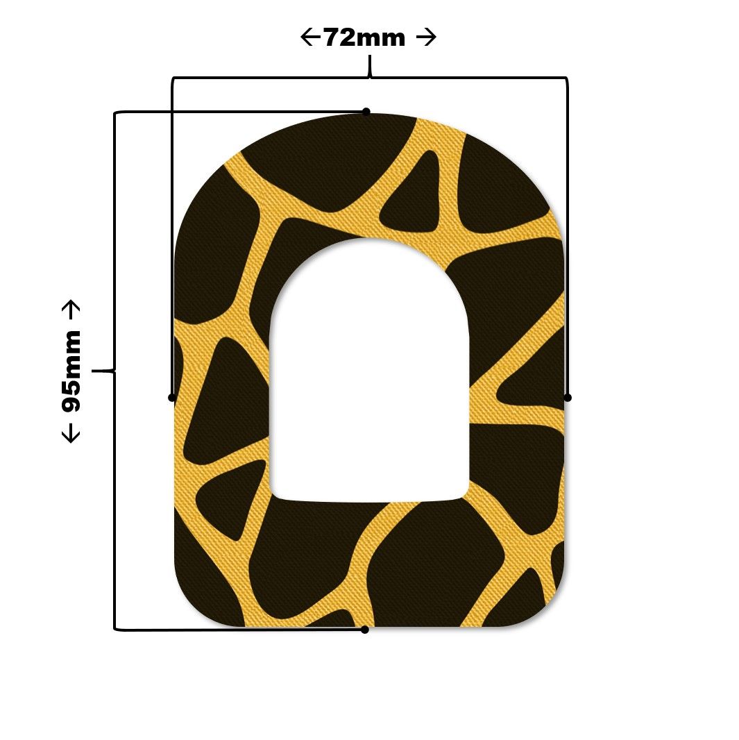 Cerotto adesivo con motivo giallo-marrone. Forma ovale con intaglio. Dimensioni: 95x72mm.