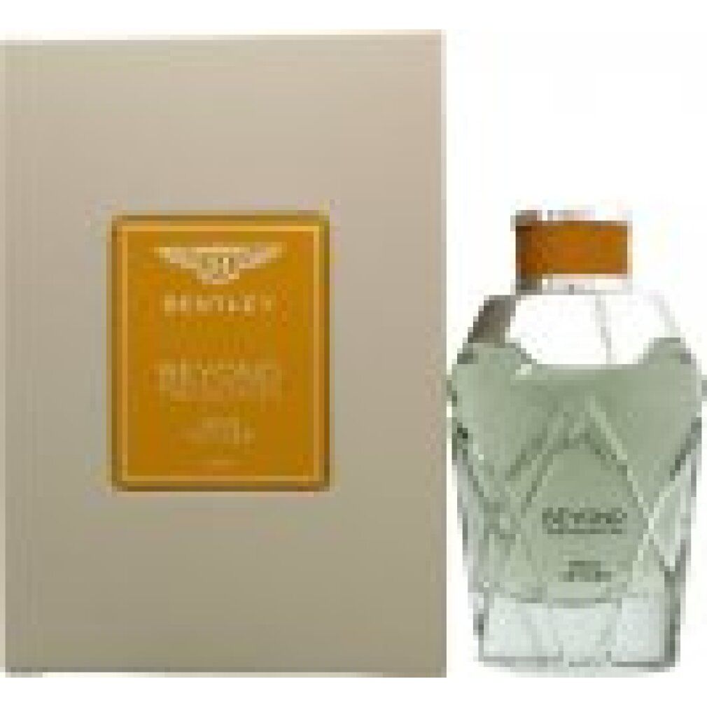 Flacone di profumo e confezione. Flacone in vetro, tappo arancione. Confezione con logo e scritta: BEYOND THE COLLECTION WILD VETIVER.