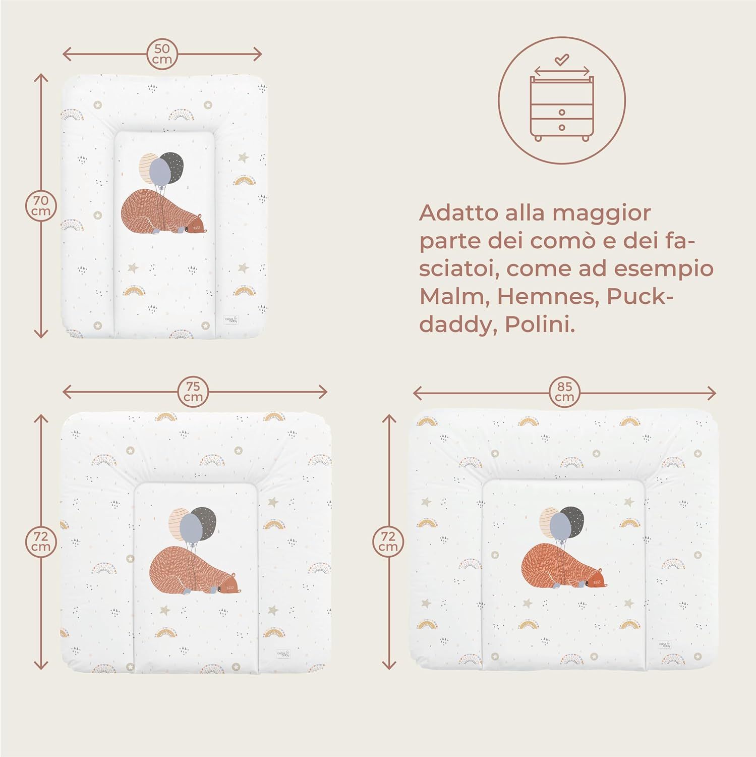 Ceba Baby Materassino Fasciatoio 50x70, Topo