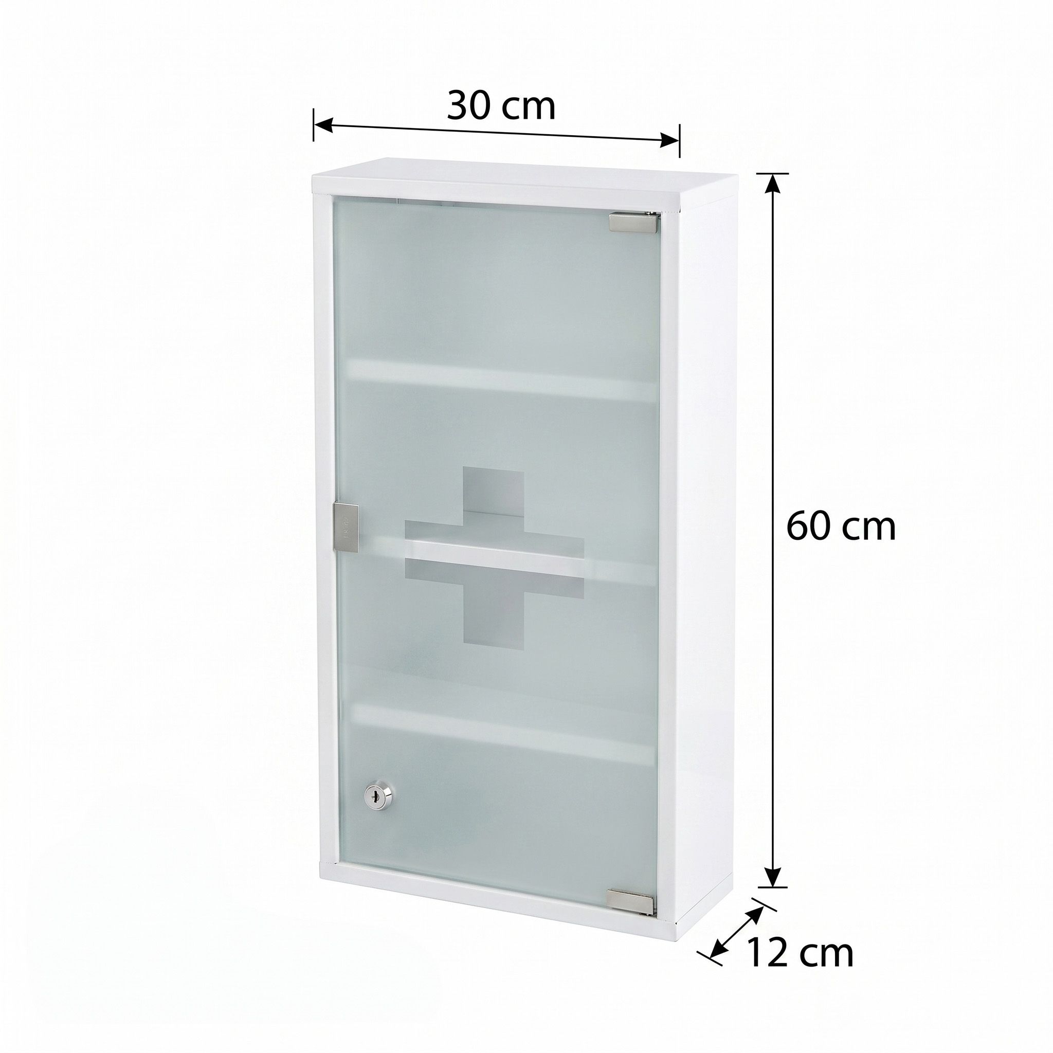KARAT Armadietto medicinali Allen con anta in vetro bianco 60 x 30 cm 4 scomparti