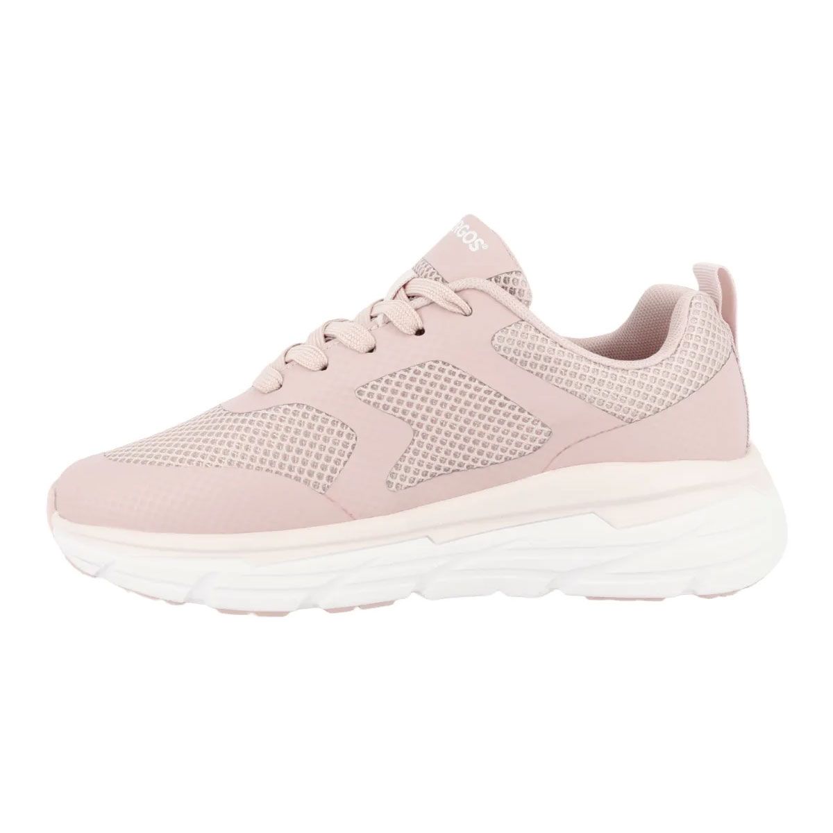 Scarpa da ginnastica rosa. Inserti in mesh, lacci. Marchio HERGOS. Suola bianca.