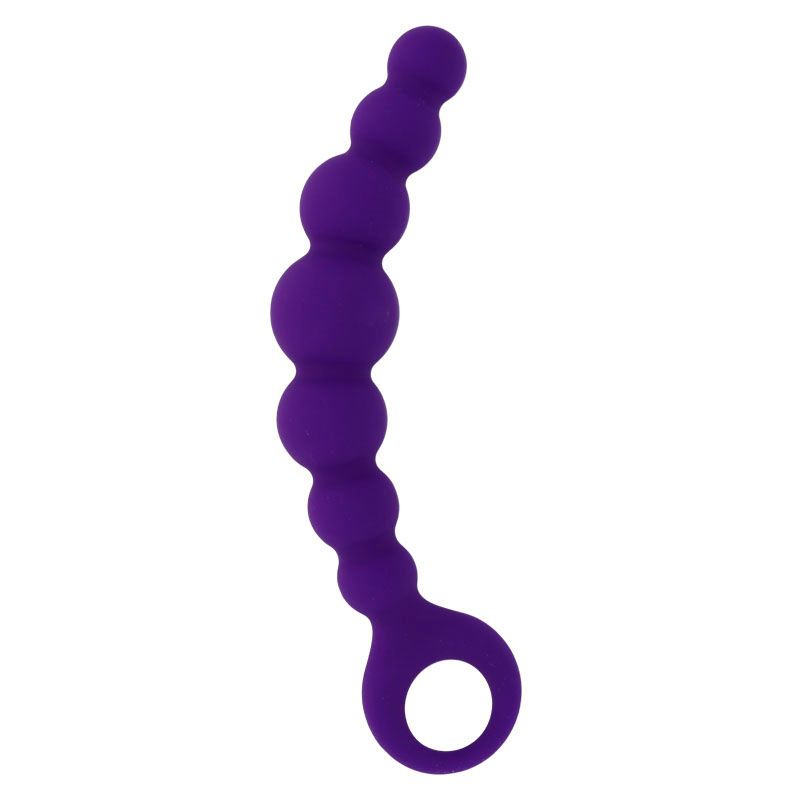 Prodotto viola con elementi sferici e anello. Forma curva.