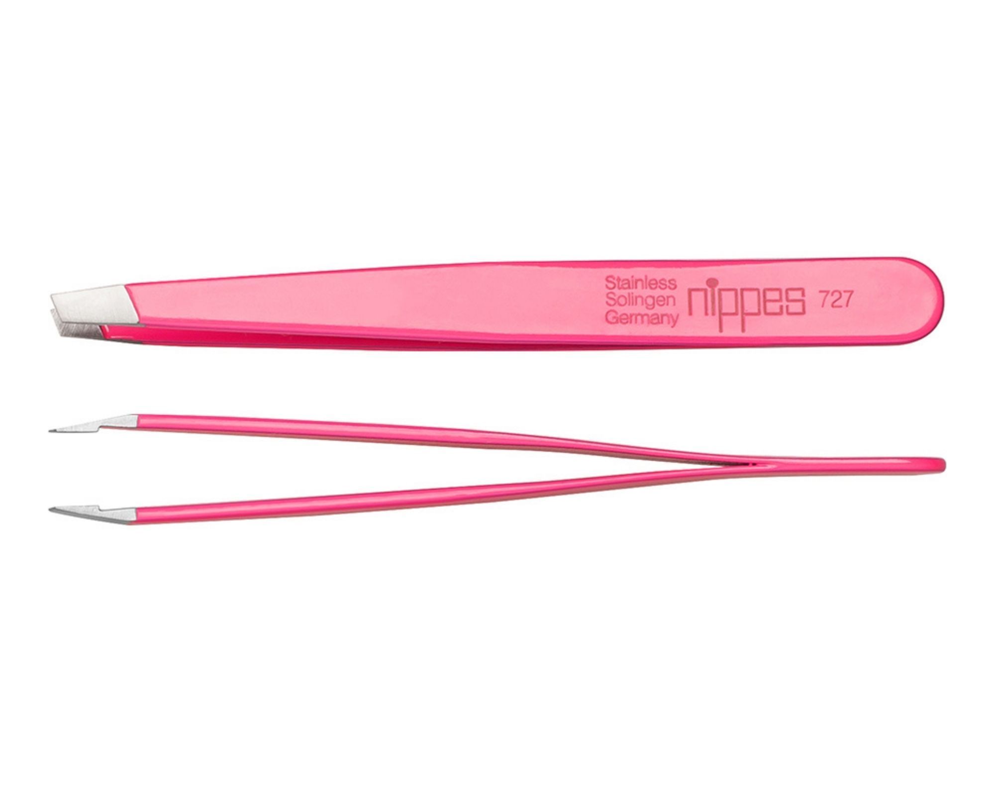 nippes Solingen pinzette laccate rosa neon, obliqua, in acciaio inox