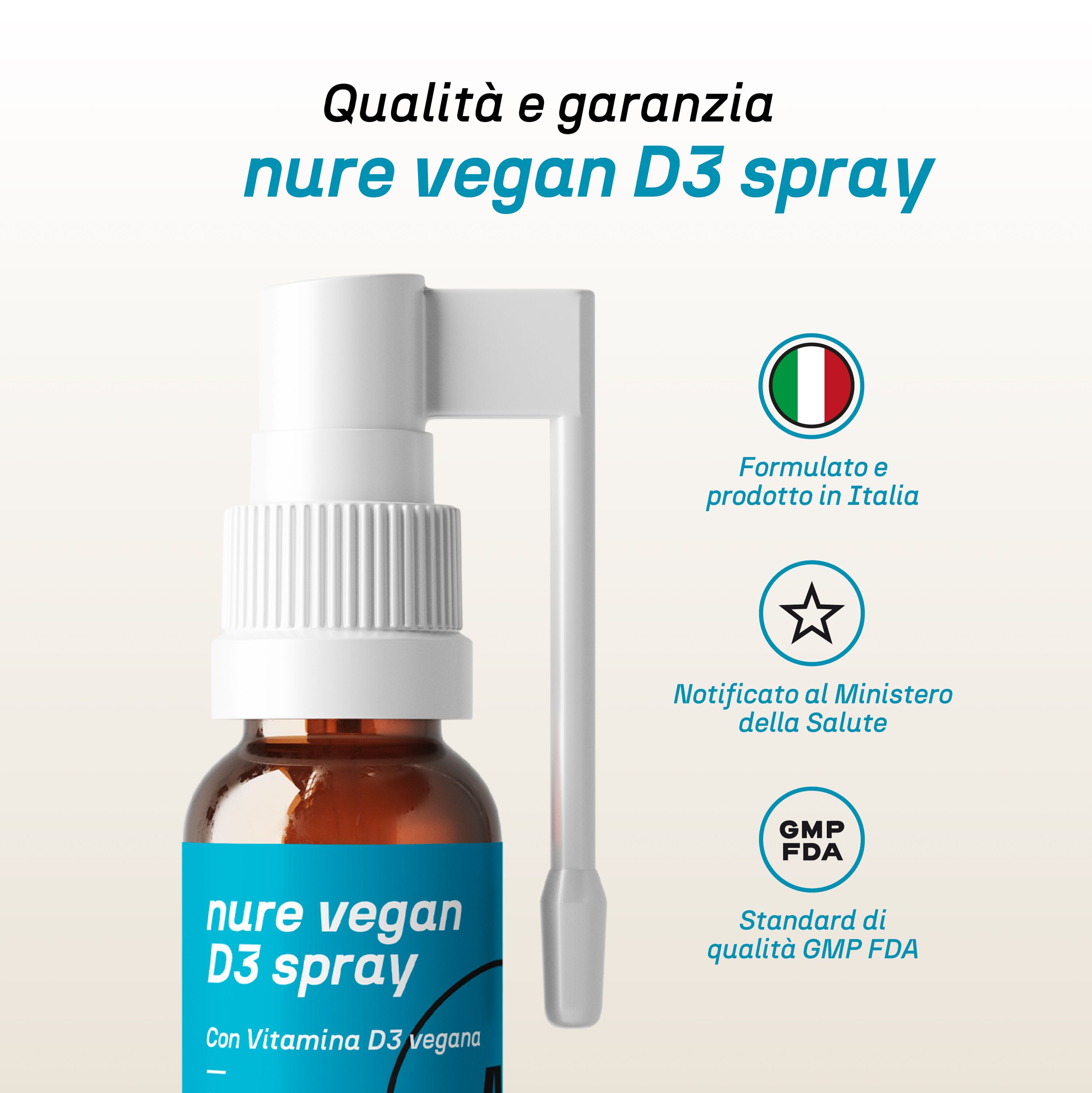NURE D3 Vegan spray soluzione orale 30 ml | Integratore vitamina d, vitamina d3 vegan