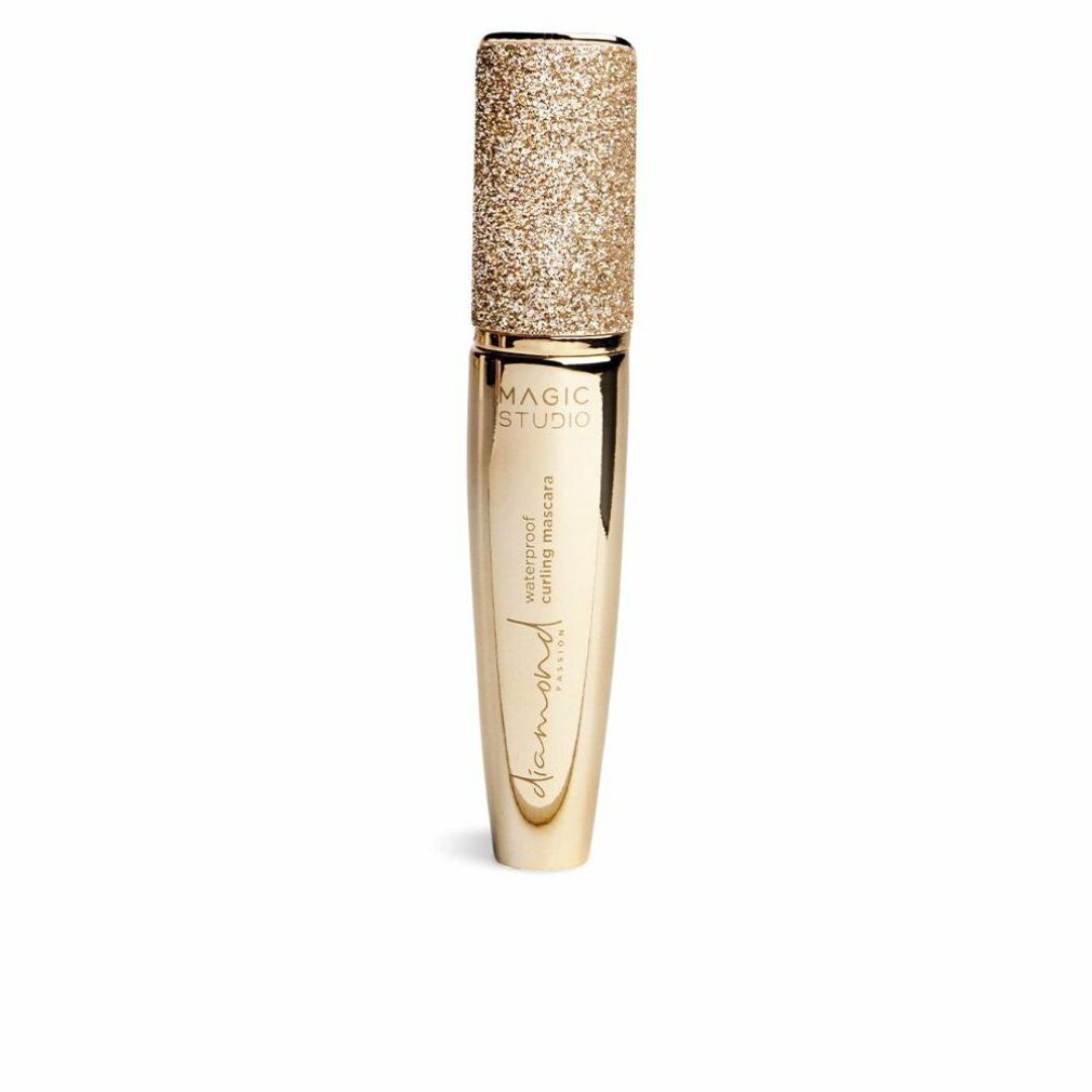 Tubo mascara dorato con tappo glitterato. Scritta: Magic Studio, Diamond Edition, Waterproof Curling Mascara.