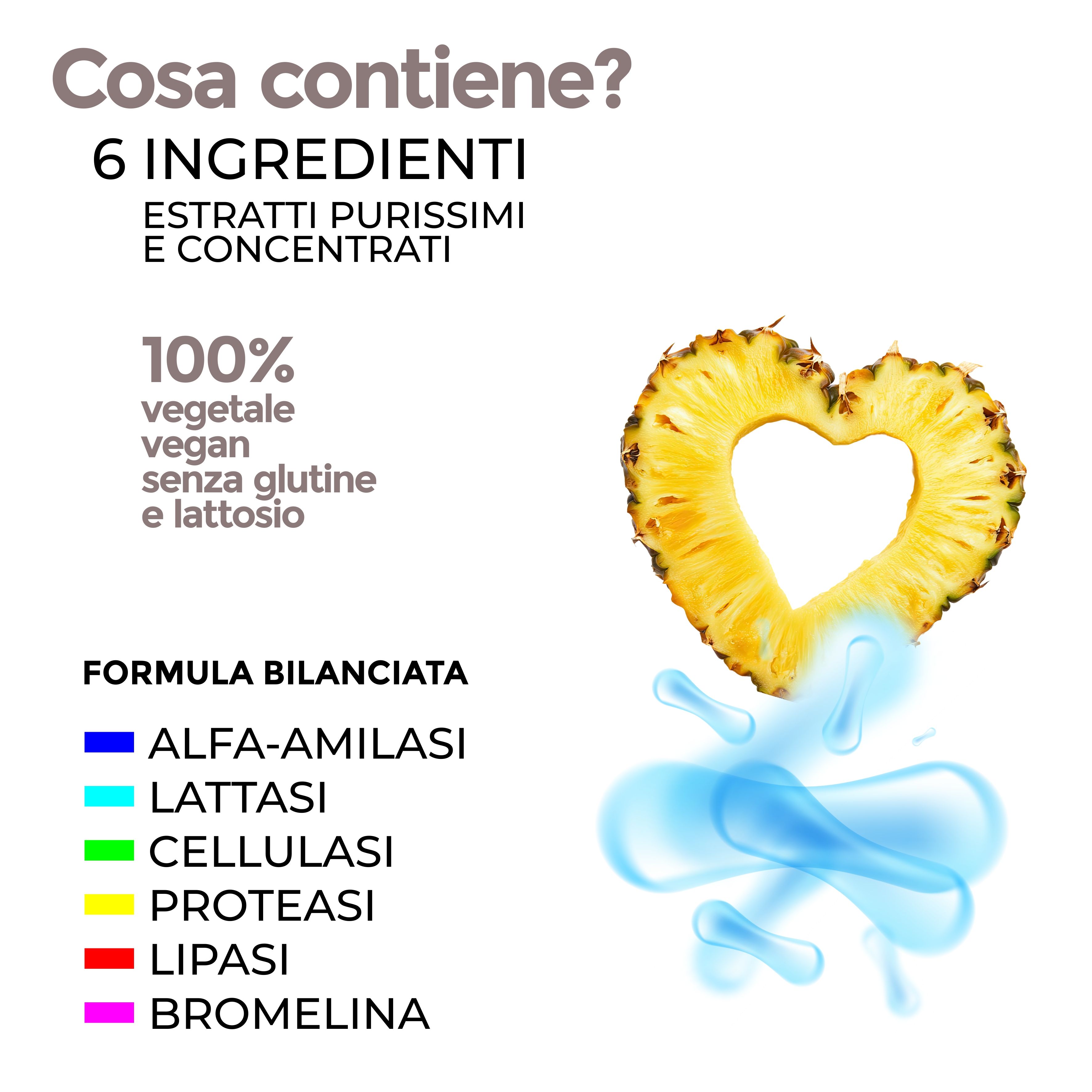 Enzimi Digestivi Completi - Gonfiore Addominale e Intolleranza Lattosio - Digere Enzymatic