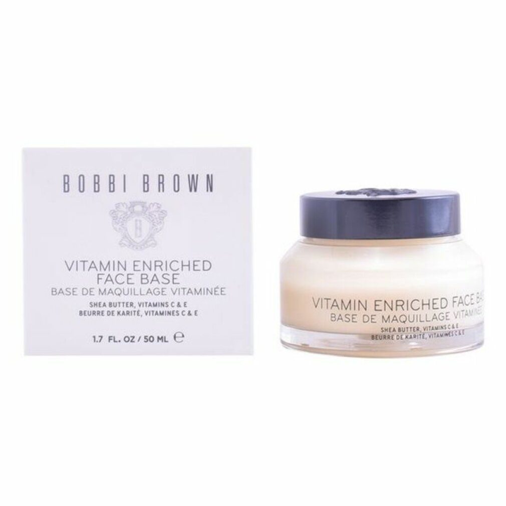 Crema in vasetto con coperchio nero e scatola. Scritta: Vitamin Enriched Face Base. Marchio: Bobbi Brown.
