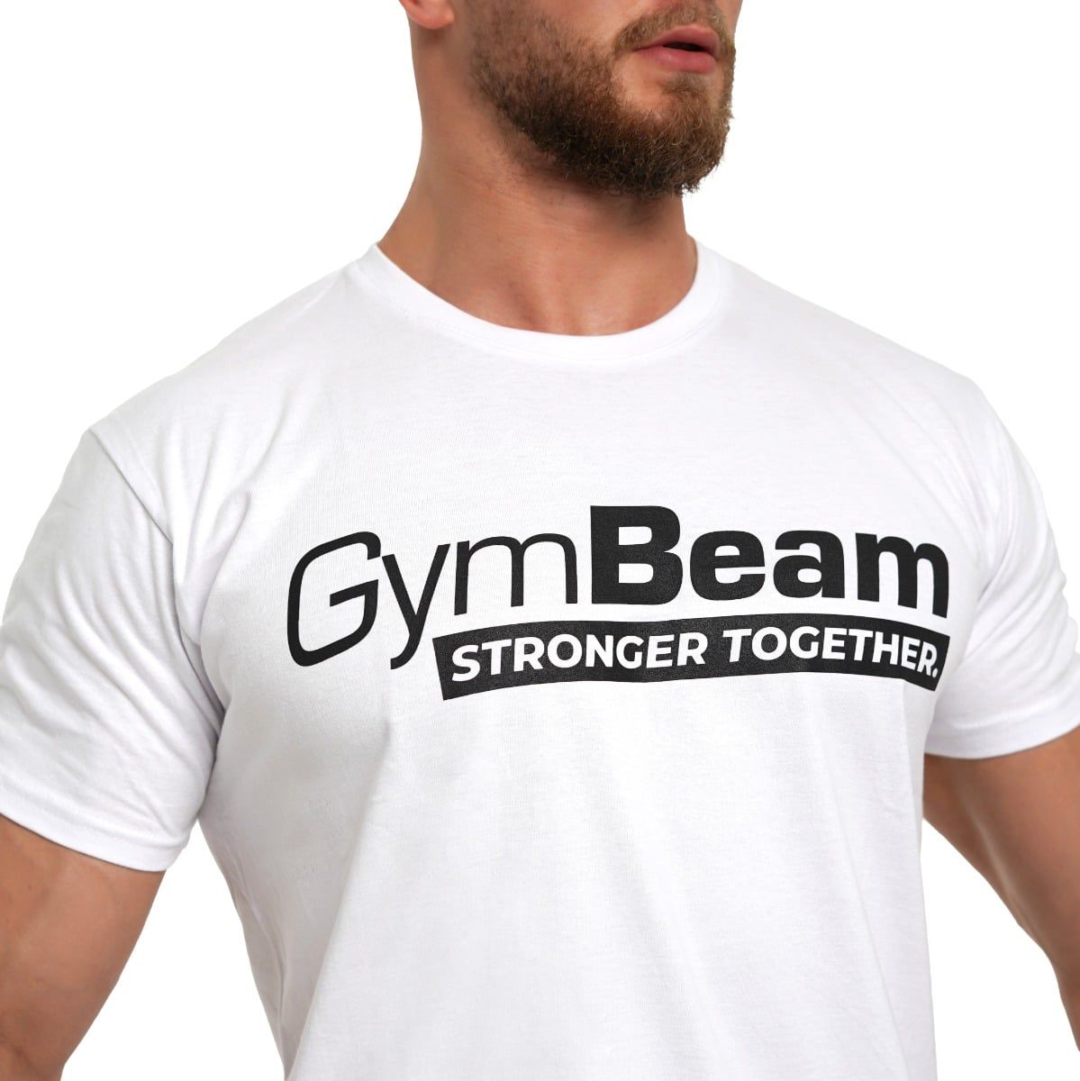 GymBeam T-shirt uomo regular Stronger Together bianca
