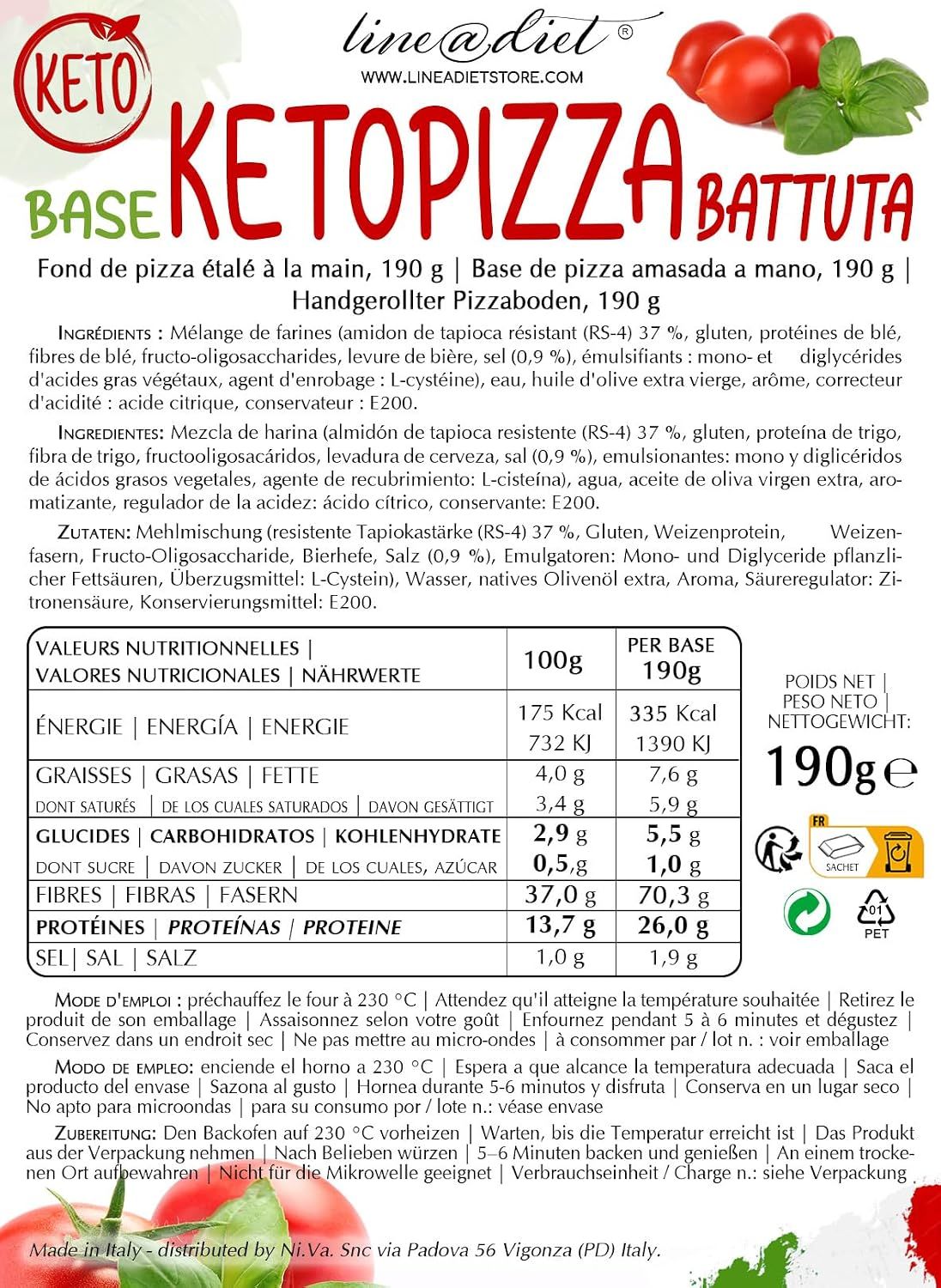Confezione di base per pizza Line@diet Keto, 190g.