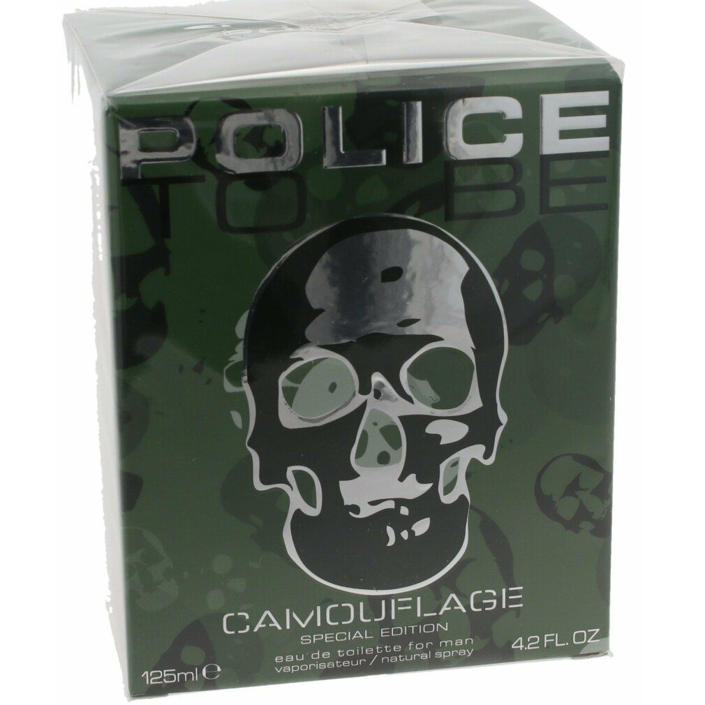 Confezione con motivo mimetico e teschio. Scritta: Police To Be Camouflage. Special Edition.