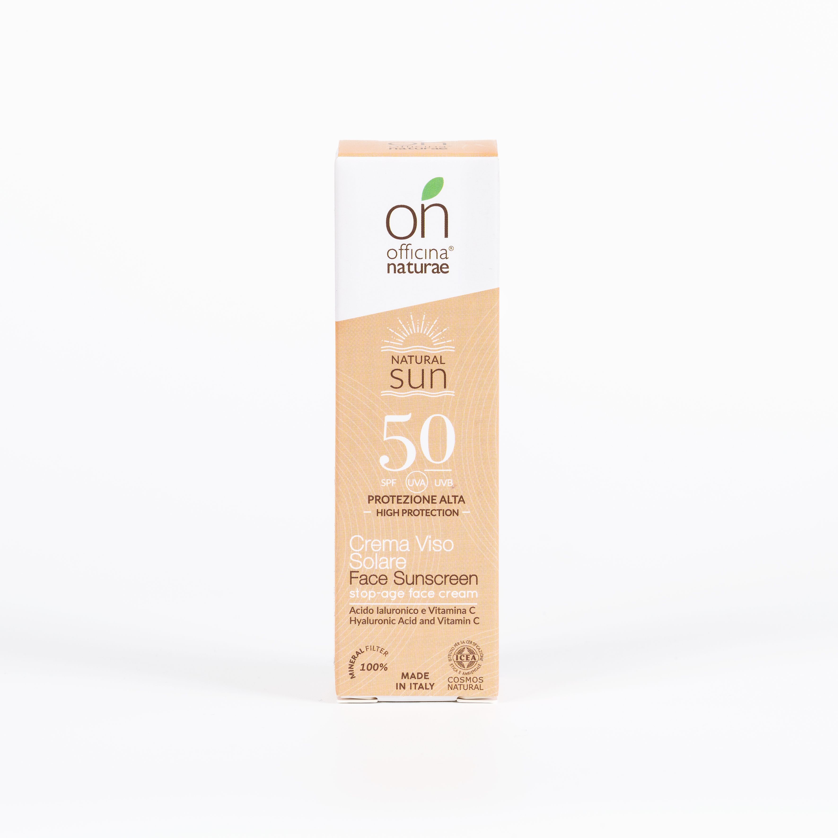 Officina Naturae Crema solare SPF 50 VISO tubo di alluminio - stop age