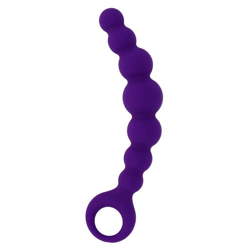 Prodotto viola con elementi sferici e anello. Forma curva.