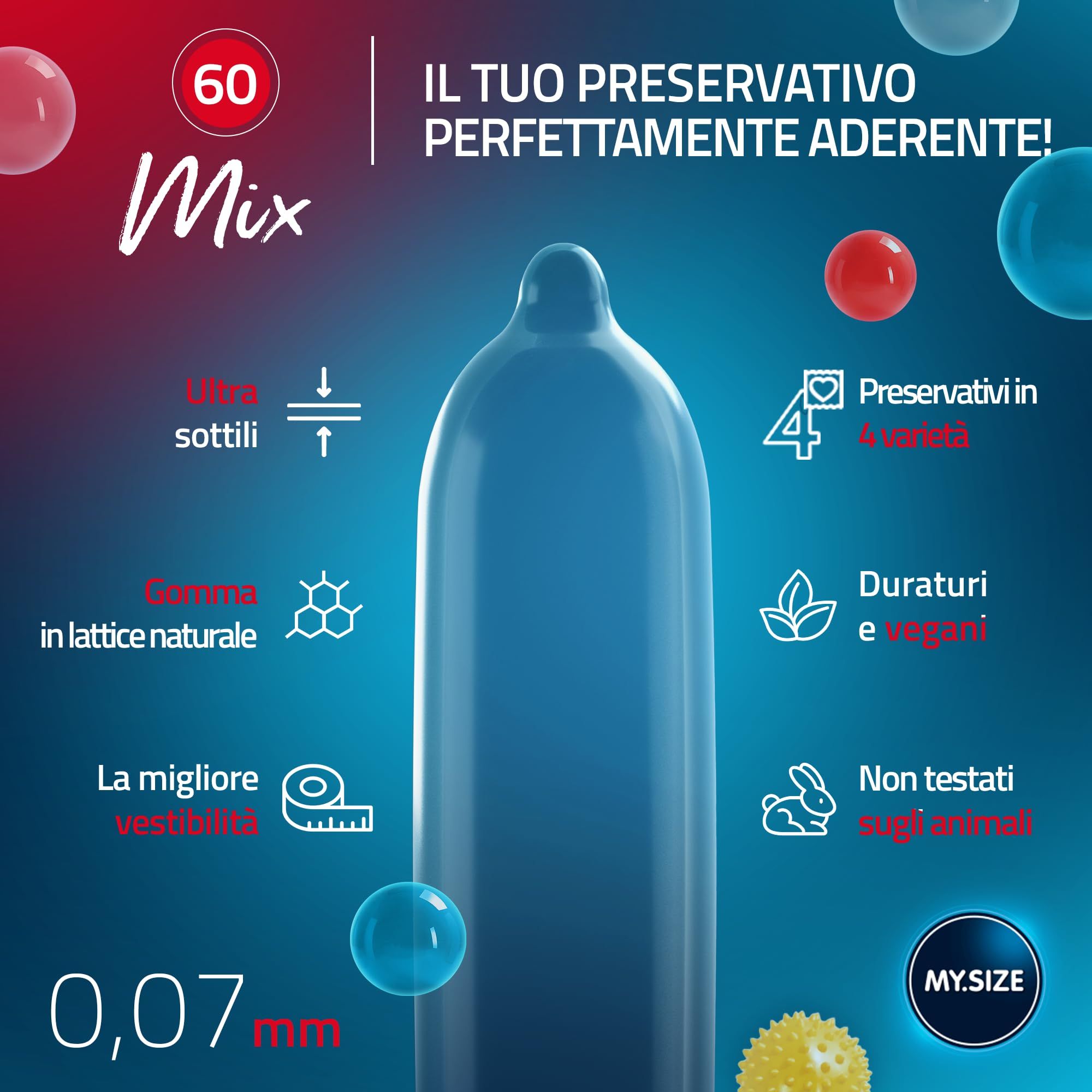 MY.SIZE Mix: 10 preservativi, misura 60mm. 4 varianti.