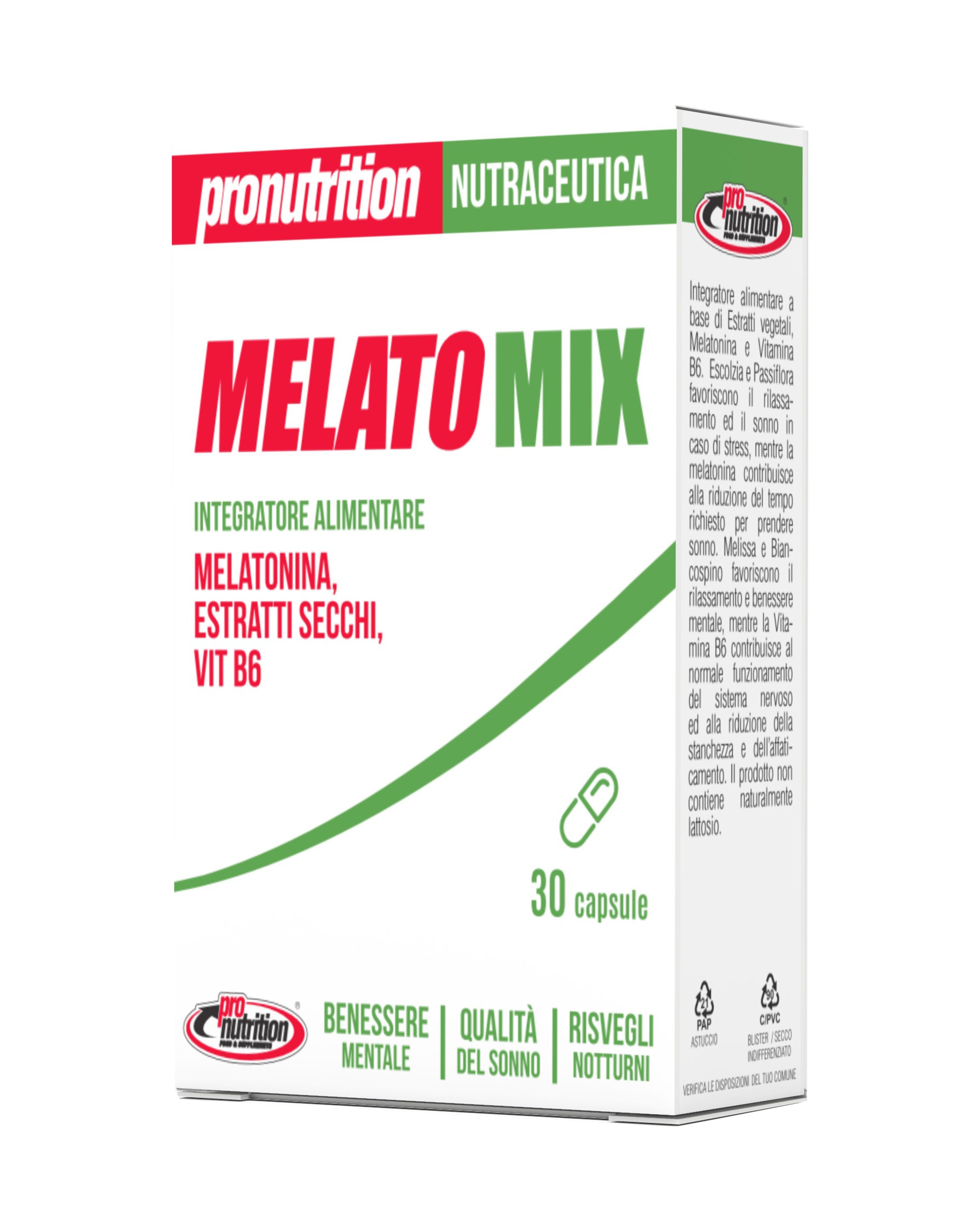 Pronutrition Melatonina Rilassamento Melatomix (30 cps) per Sonno e Benessere Mentale