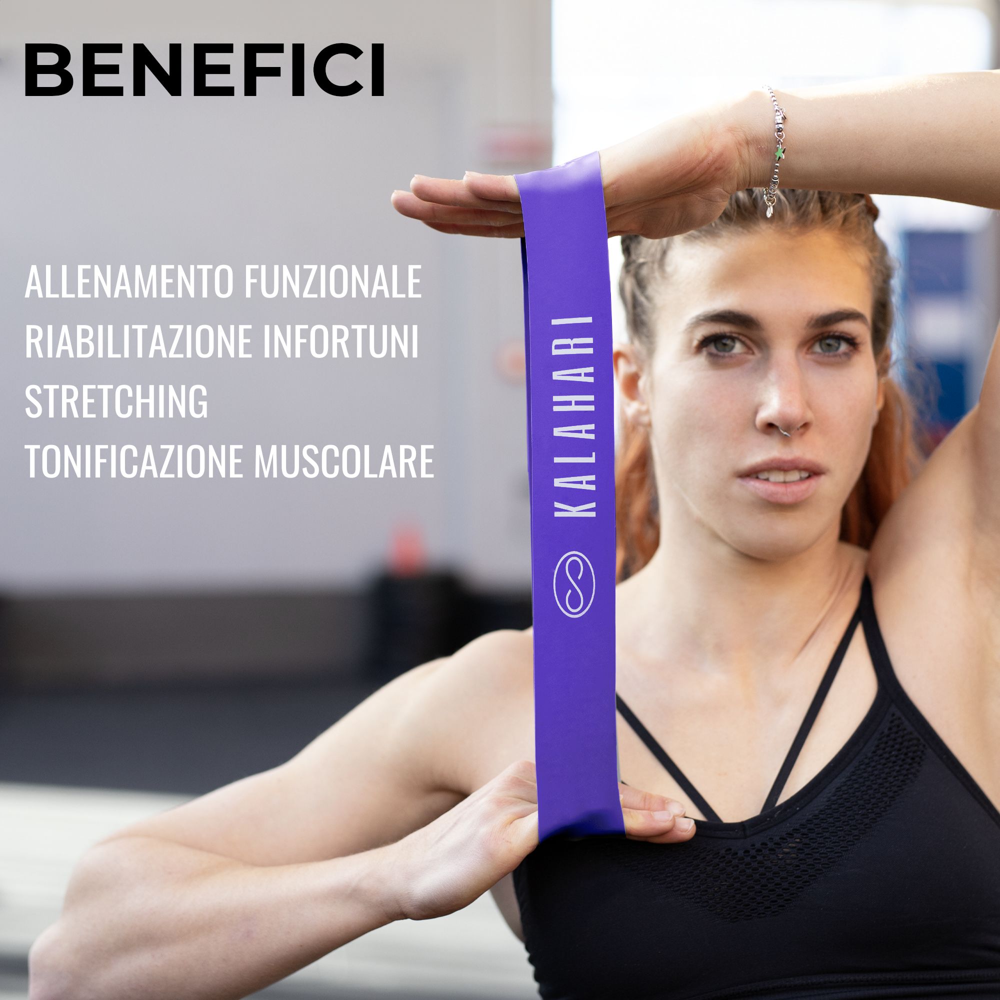 KALAHARI Elastici Fitness Set di 5 + eBook esercizi, Fascia elastica con 5 livelli di Resistenza