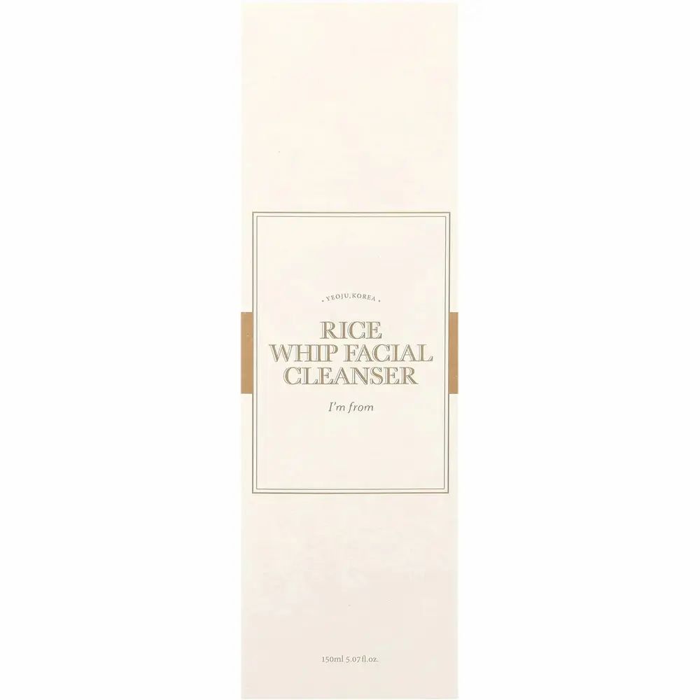 Confezione del prodotto. Testo: RICE WHIP FACIAL CLEANSER, I'm from. 150ml.