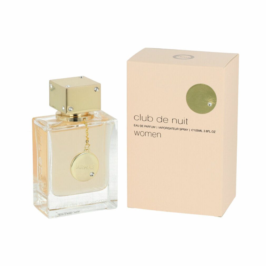 Flacone di profumo e confezione. Flacone con tappo e pendente dorati. Confezione rosa con nome del prodotto.