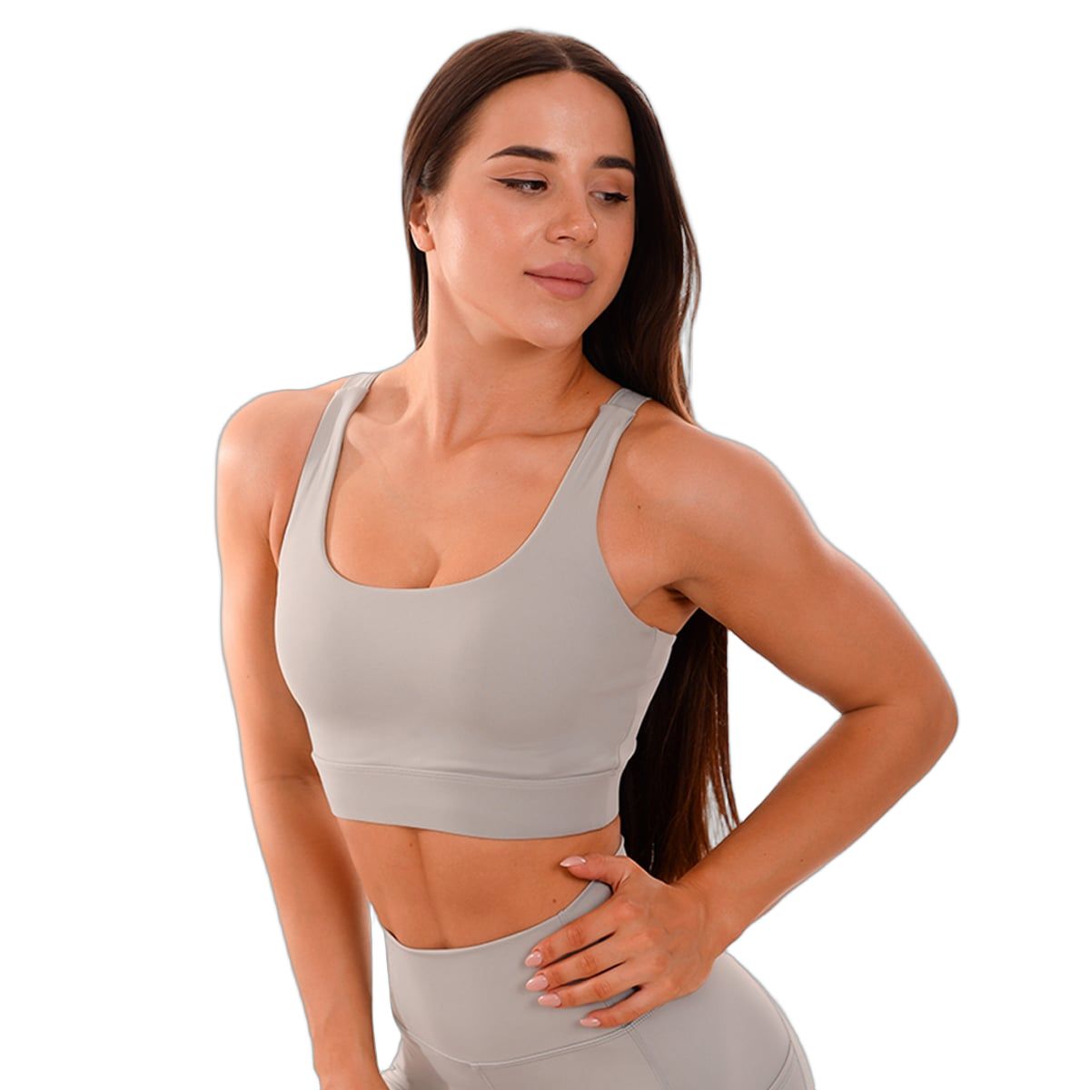 GymBeam Reggiseno sportivo da donna Cut-Out grigio con spalline regolabili