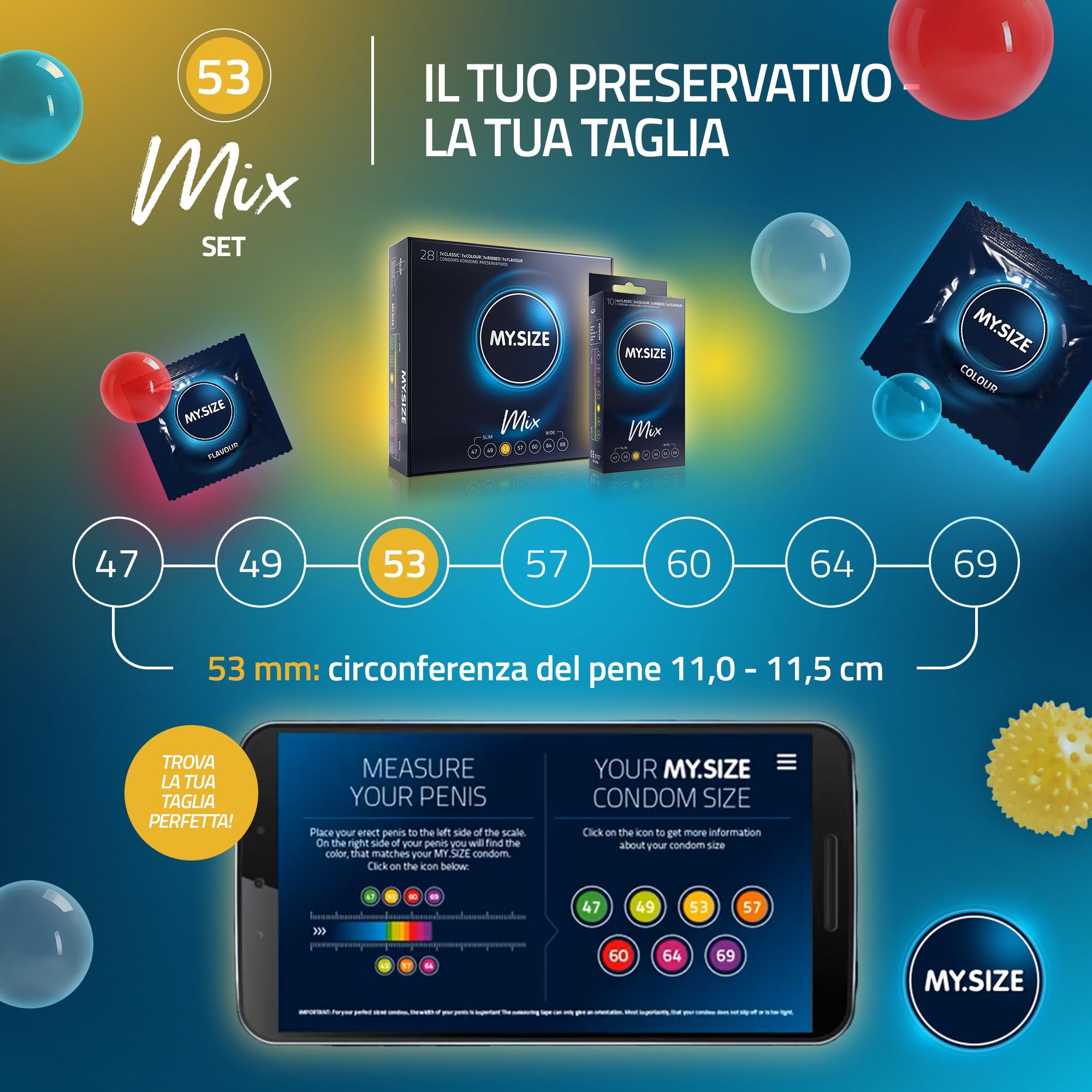 MY.SIZE Mix Set Preservativi Taglia 3 53mm
