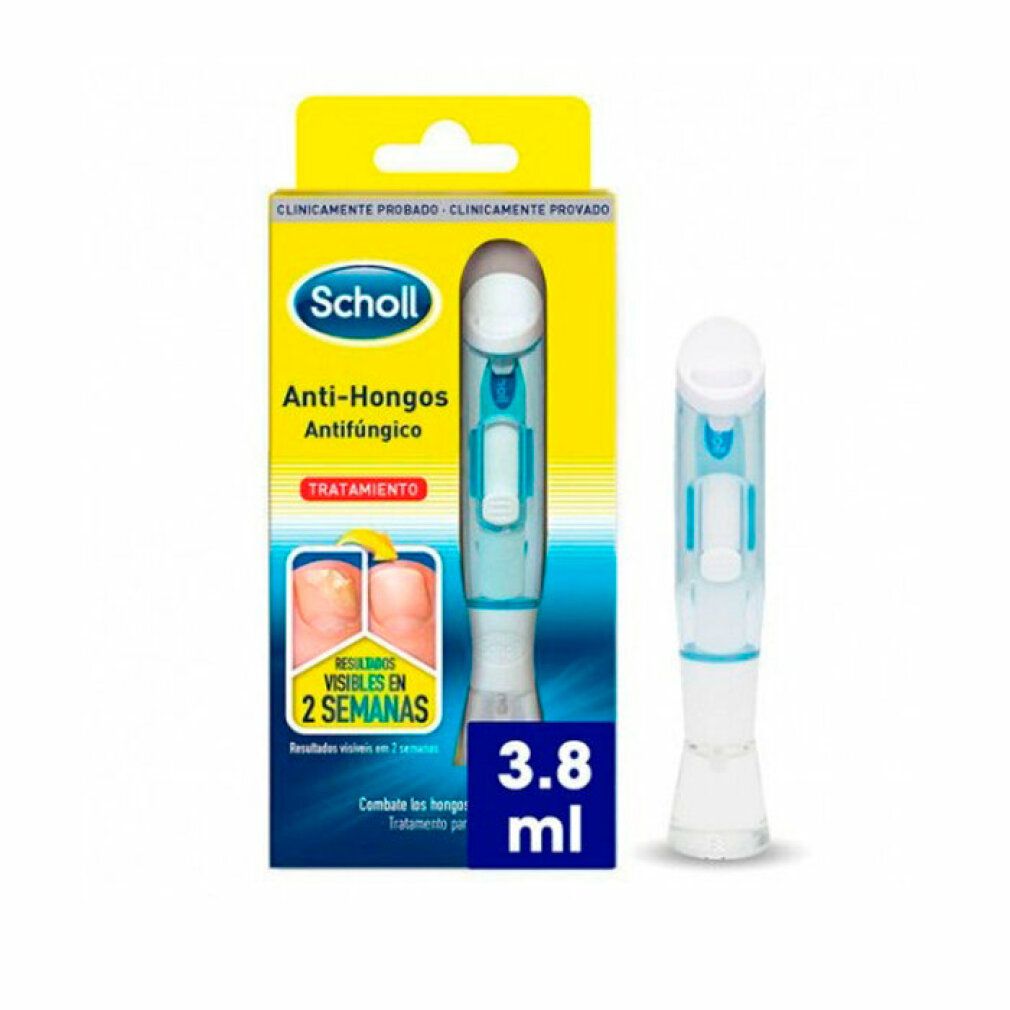Penna Scholl Anti-Hongos Antifúngico da 3,8 ml. Confezione in plastica blu e bianca con applicatore.