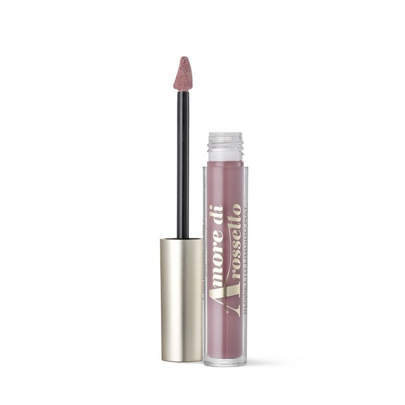 Rossetto liquido con applicatore. Tonalità rosa. Scritta: Amore di rossetto.