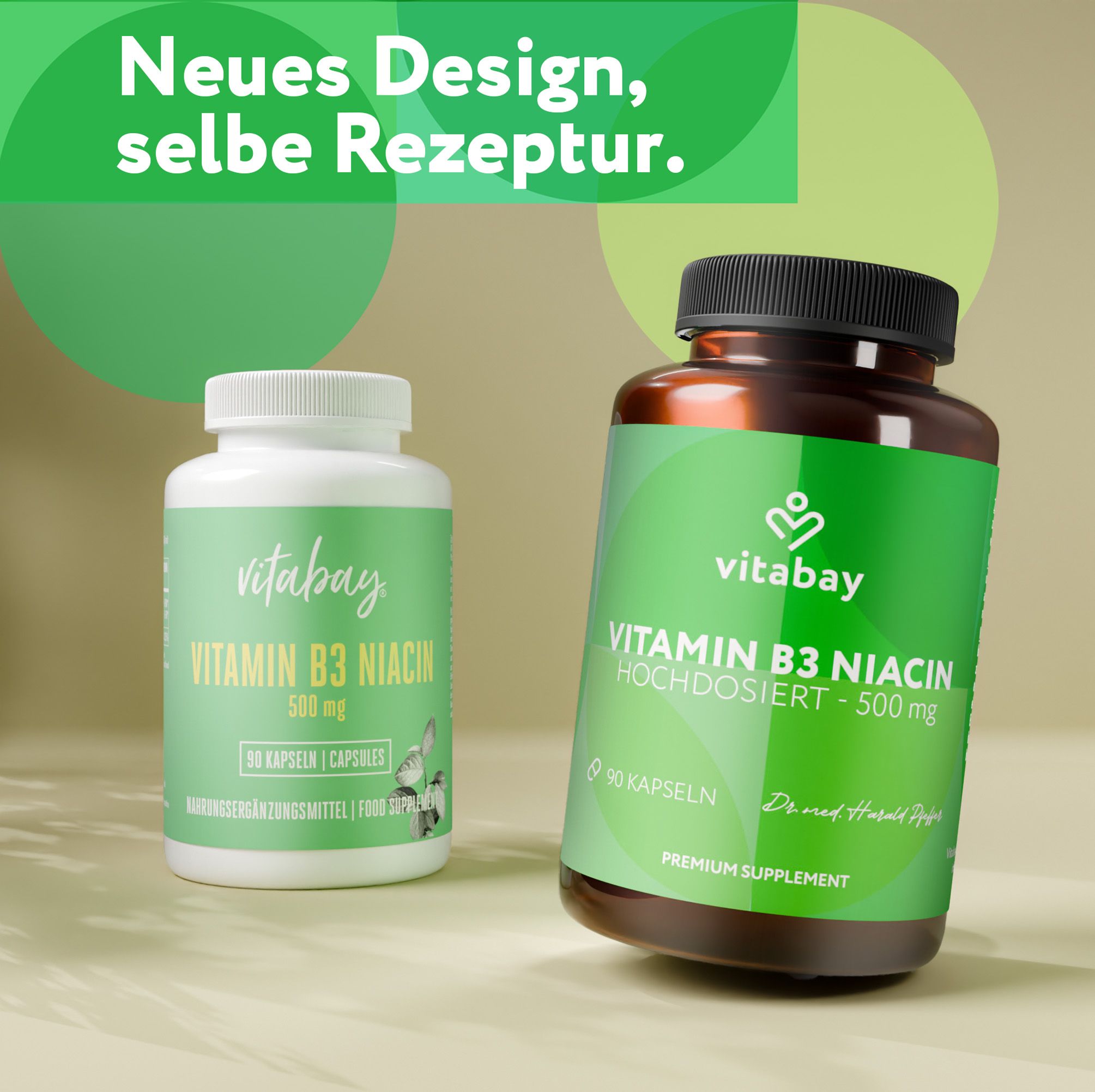 Vitabay Vitamina B3 Niacina 500 mg capsule in due confezioni.