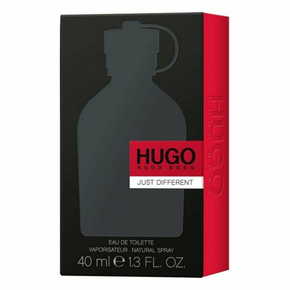 Confezione nera con accento rosso. HUGO Just Different. 40 ml Eau de Toilette.