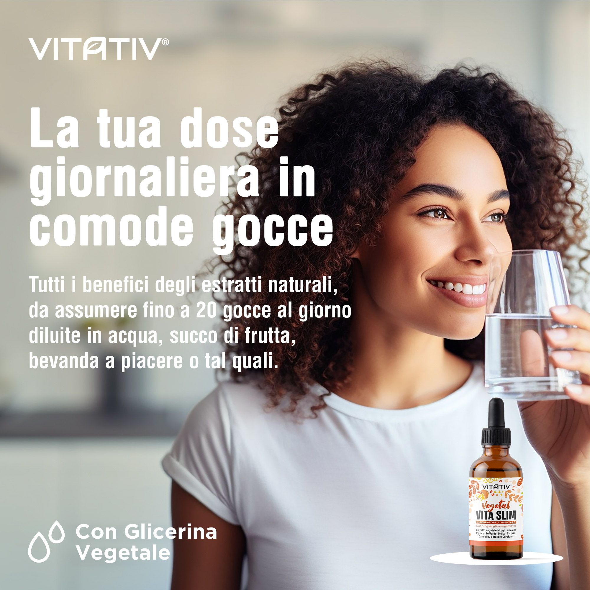 Vitativ® Vita Slim | Integratore Drenante con Tè Verde, Ortica, Cicoria, Cannella, Betulla, Carciofo
