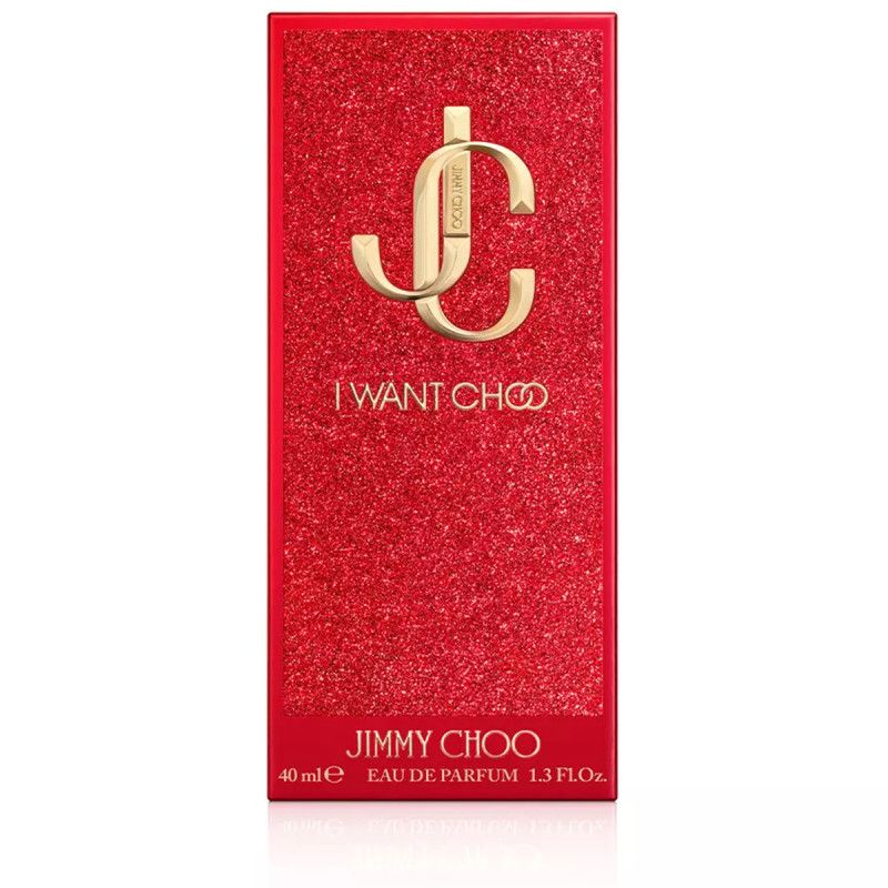 Flacone Jimmy Choo Eau de Parfum con tappo dorato.